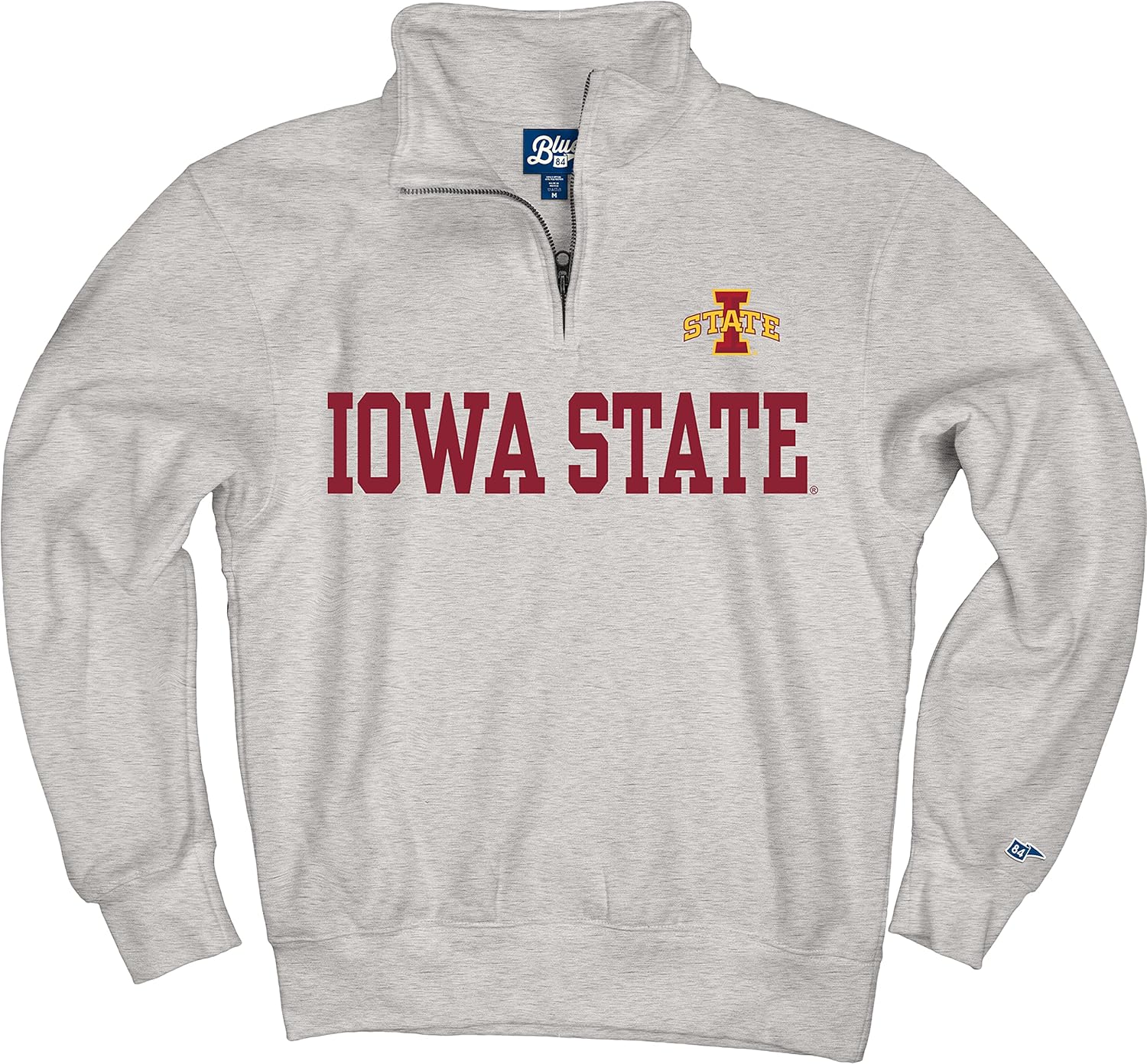 Blue 84 Men's Iowa State Cyclones Quarter Zip Sweatshirt Grey, Grey, Large - Image 3