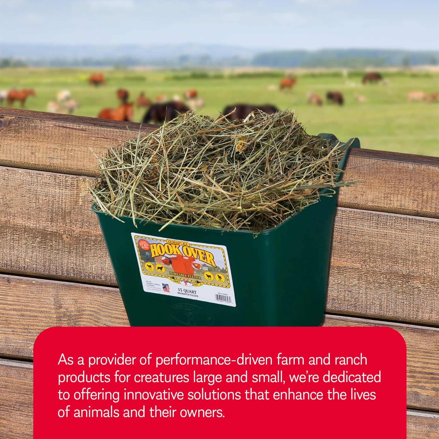 Little Giant HF15GREEN Heavy Duty 15 Quart Mountable Plastic Hook Over Feeder, Green (2 Pack)