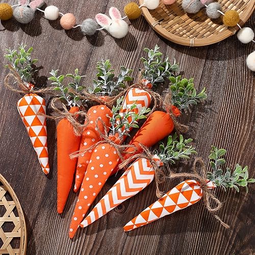Miniatura 4 de Skylety 8 piezas de zanahoria de Pascua de tela de zanahoria, zanahoria artificial, rústica, no tejida, zanahoria rellena para granja, primavera,