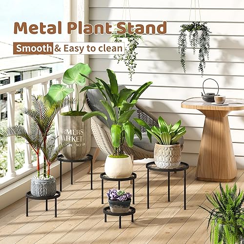 Miniatura 2 de Soporte para plantas para interiores y exteriores, paquete de 5 soportes de metal resistente, múltiples plantas, soporte de hierro antioxidante,