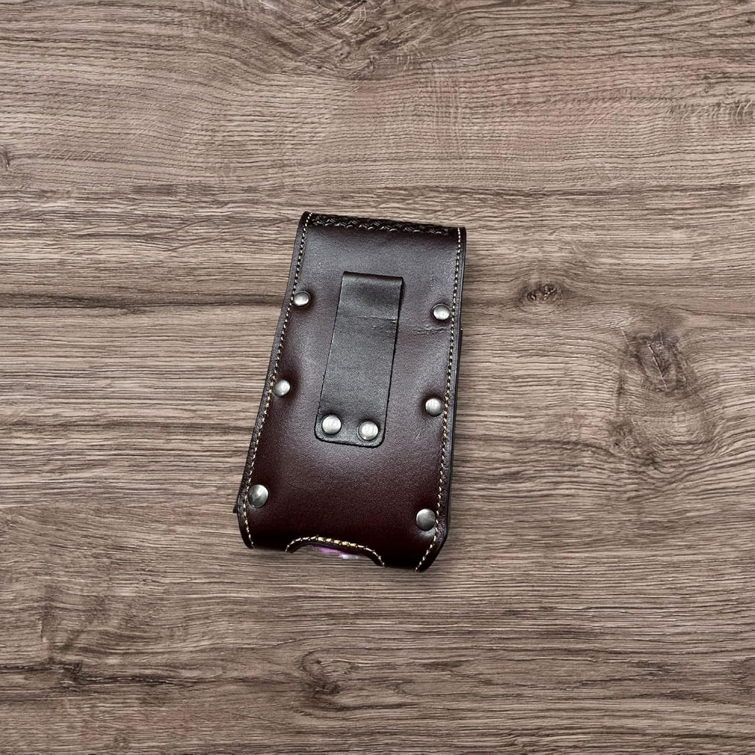 Star Western Lone Star Leather Holster Phone Pouch Coffee Brown Western Leather Craft with Metal Concho Handmade by Egifthome USA Item# EH12702, Size: 7" Lx4 Wx1 h