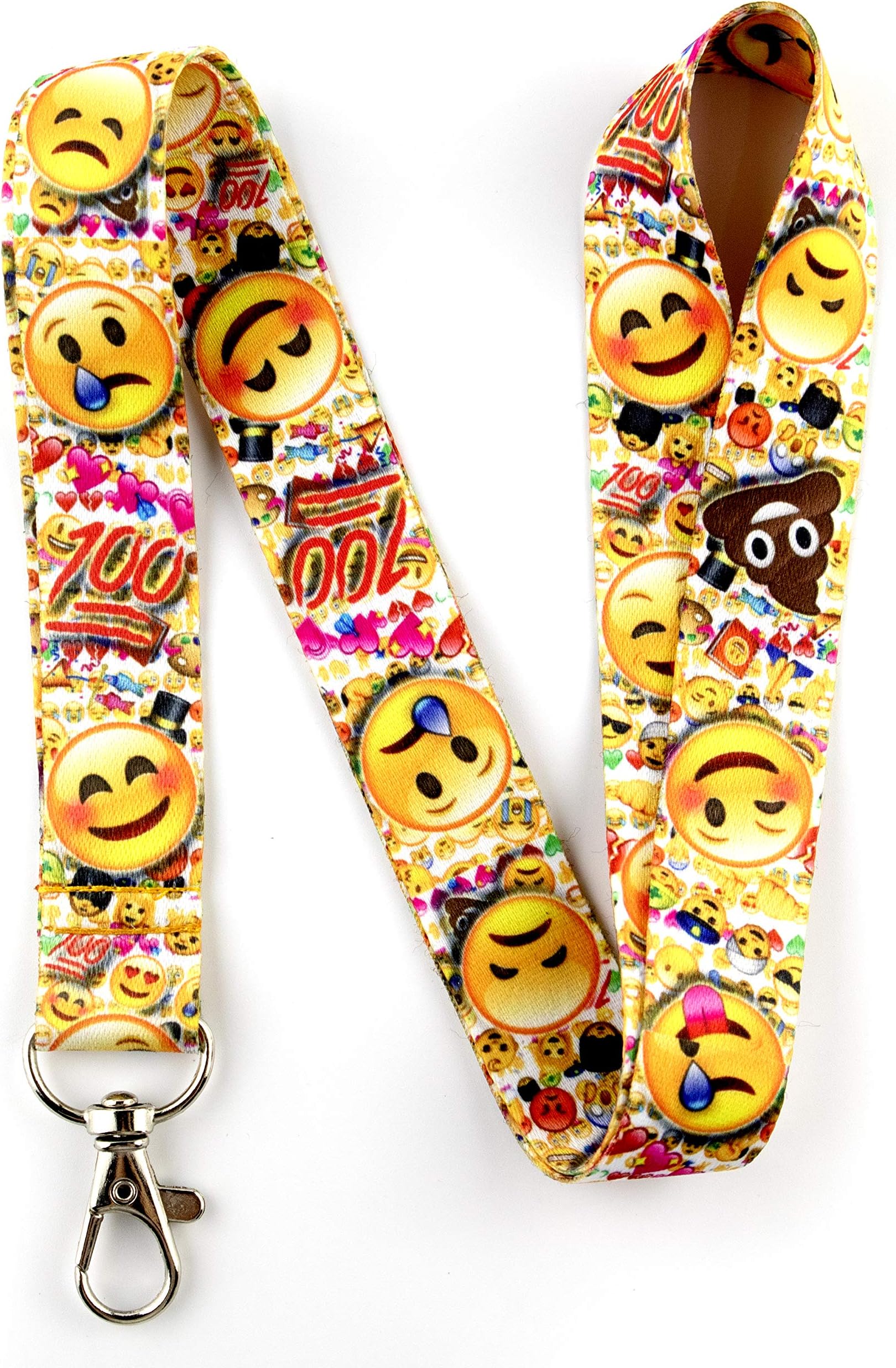 Emoji Smiley Face Lanyard Keychain - Emojis ID Lanyard for Keys Badges Fob Name Tag Whistle Passport - Emoticons ID Holder Keychain for Men Women Kids Teacher Nurse Gift, Emoji, M