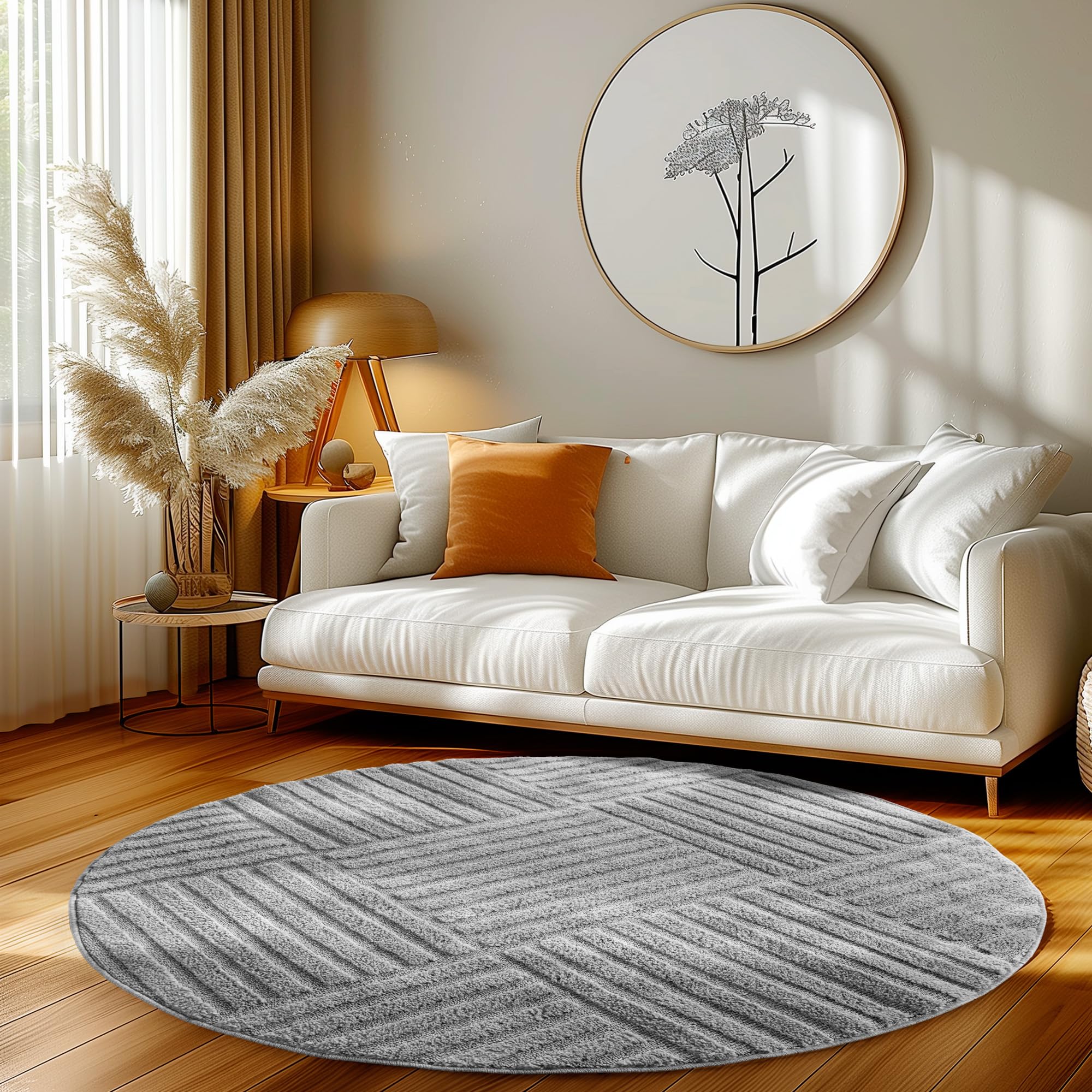 HomebyHome Wohnzimmer Teppich Hochflor Skandi Boho Design Hoch-Tief Effekt Weicher Shaggy Langflor Flauschig Pflegeleicht Modern für beistelltisch