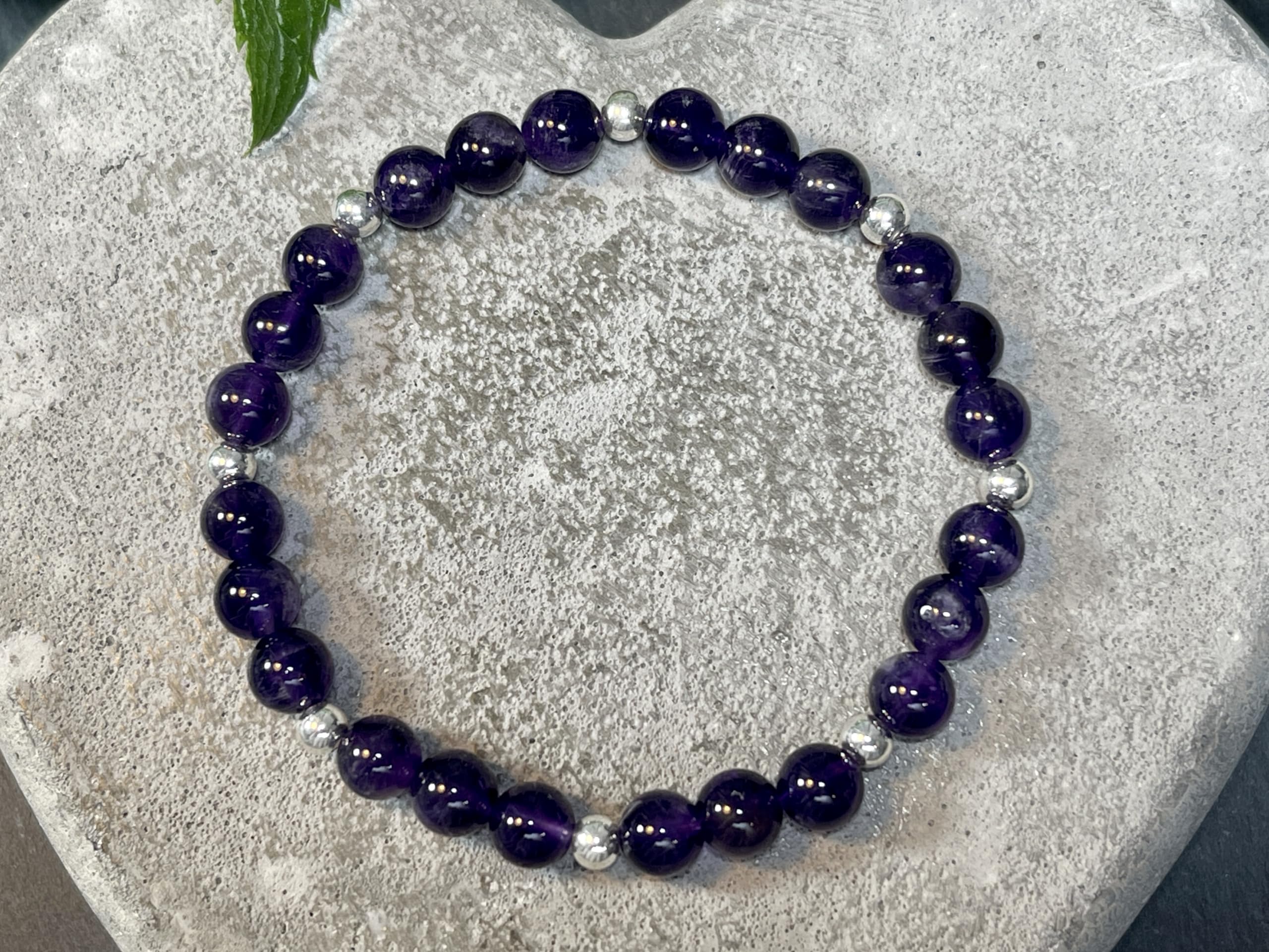 Amethyst Armband Perlen echt 6mm mit Edelstahlperlen 4mm Silber Gold Roségold oder Ionisiert - Handmade Perlenarmband Wahre Liebe Inspiration Energie Spiritueller Schmuck Unisex
