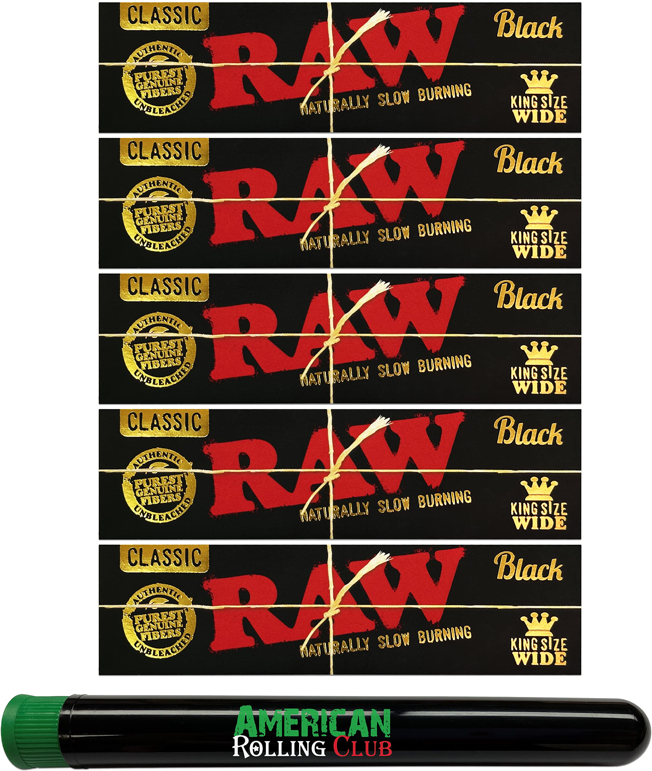 RAW Black Cigarette Papers | King Size Wide | 5 Pack | Includes an ARC Saver (5 Pack)