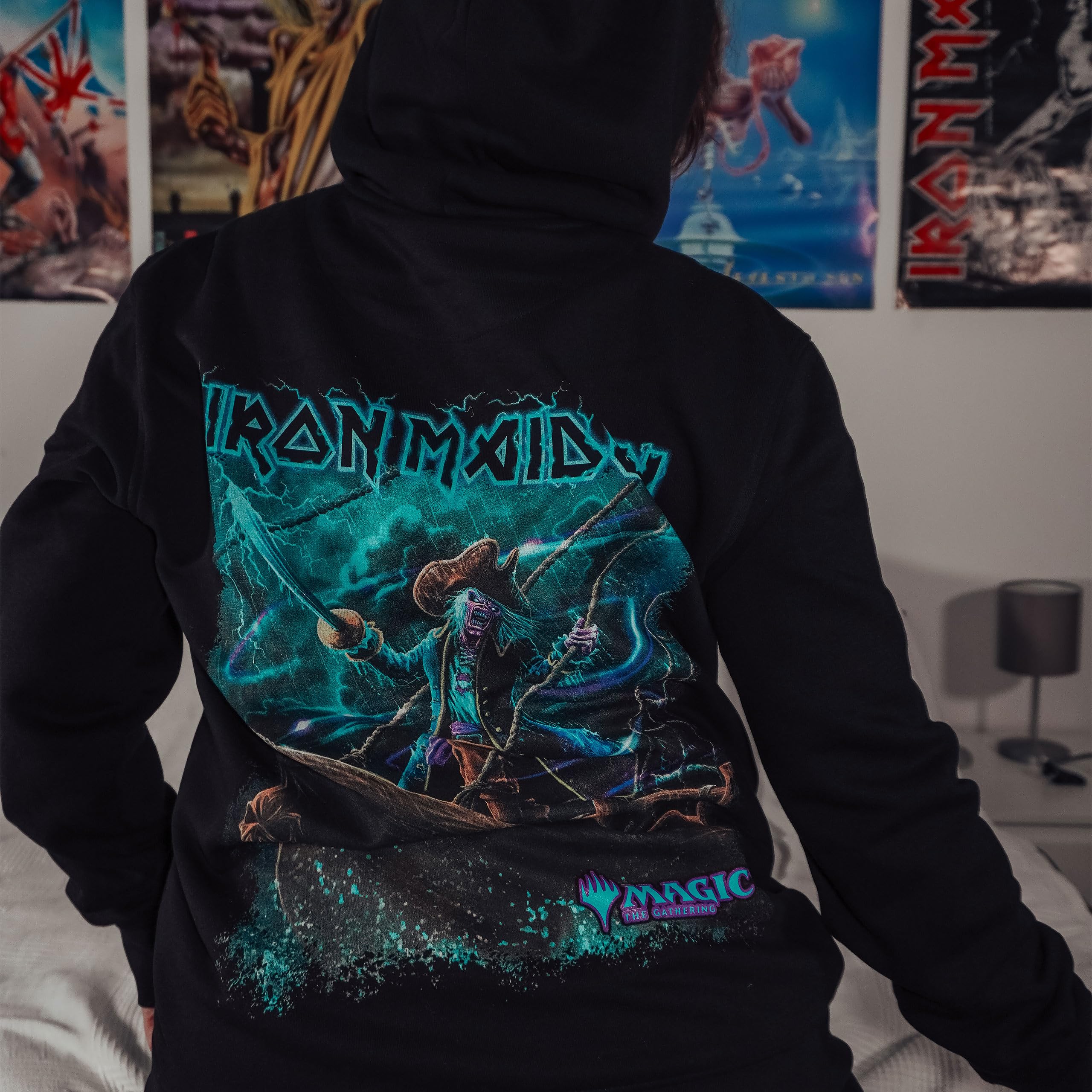 Elbenwald Iron Maiden x Magic: The Gathering - T-shirty + bluzy z kapturem Crossover Unisex Bawełna Czarny
