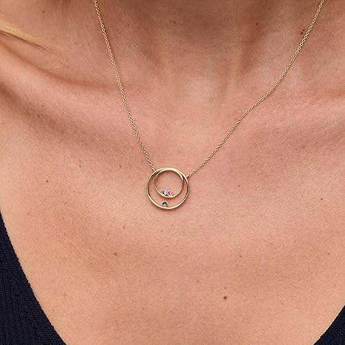 Miniatura 8 de EVE'S ADDICTION Collar de plata personalizado para madre y familia, cadena de 16 pulgadas, joyería familiar personalizada, collar de piedra natal