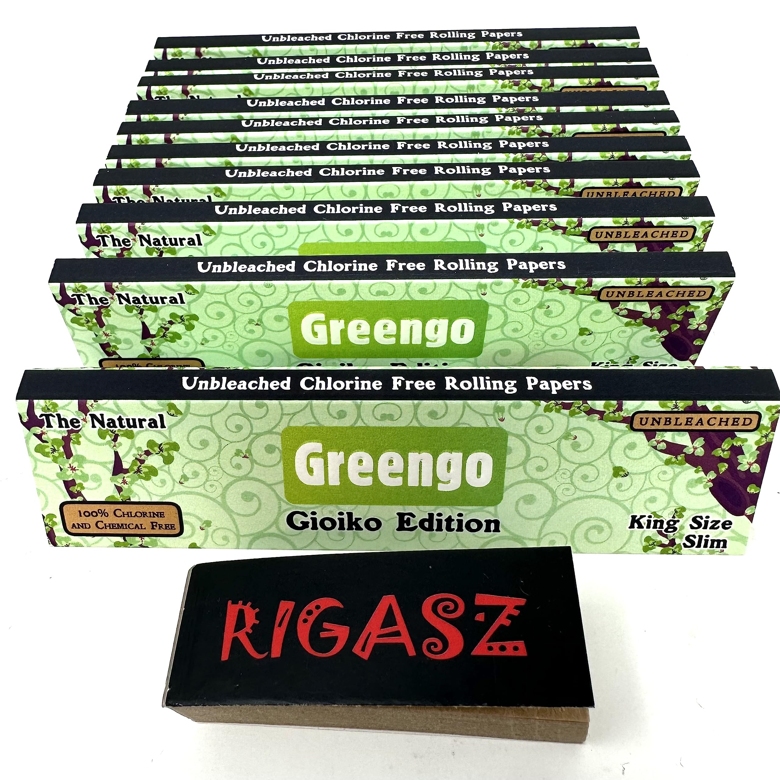 RigaszFilter Tips 10 Packs Greengo King Size Slim Rolling Papers Gioiko Edition