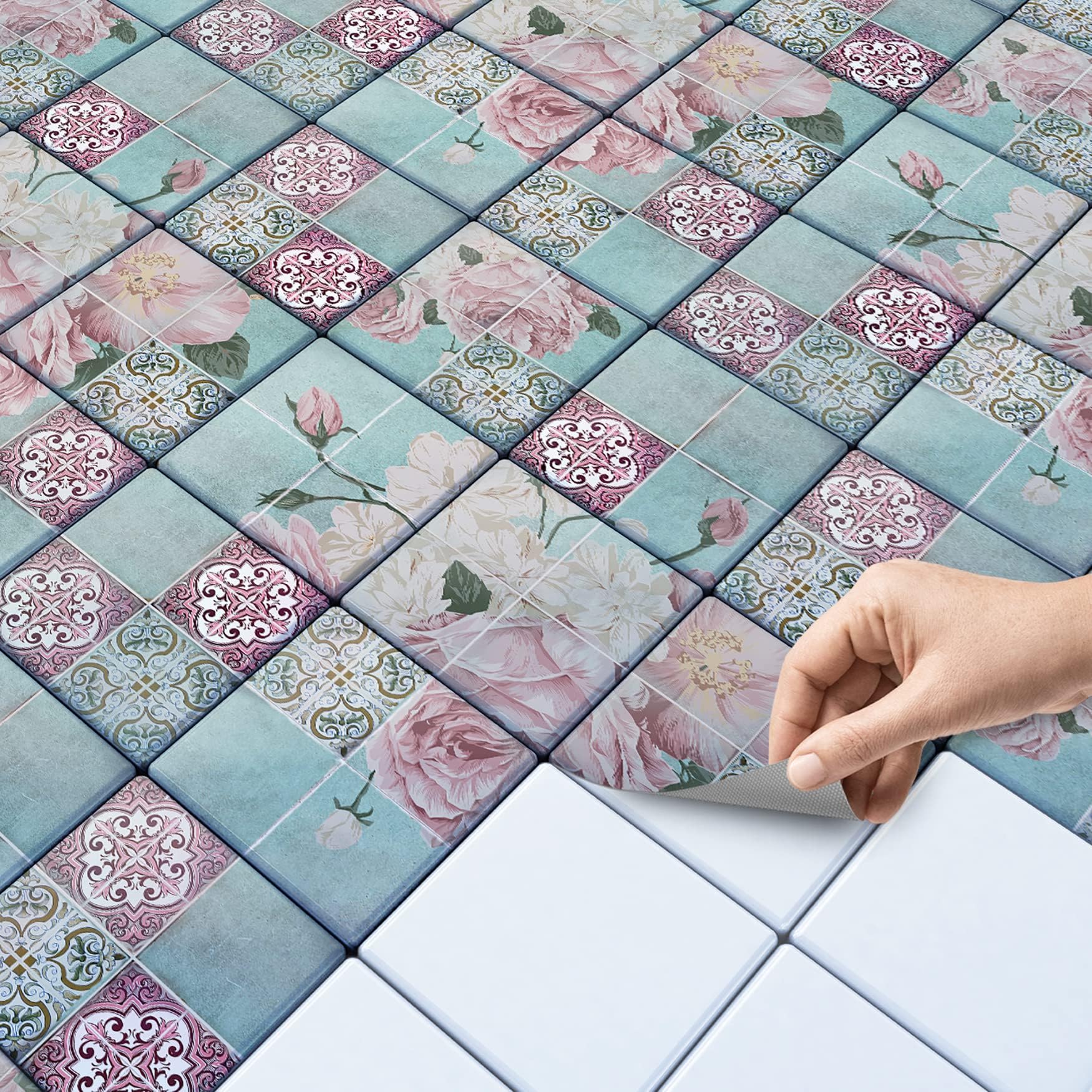 Bathroom Wall Tile Stickers I Tile Transfer Decals I Vinyl Film for Bathroom and Kitchen Tiles - Self Adhesive - Peel and Stick - Removable I 4x4 inches - 10x10 cm/Different Sizes - 9 Pieces