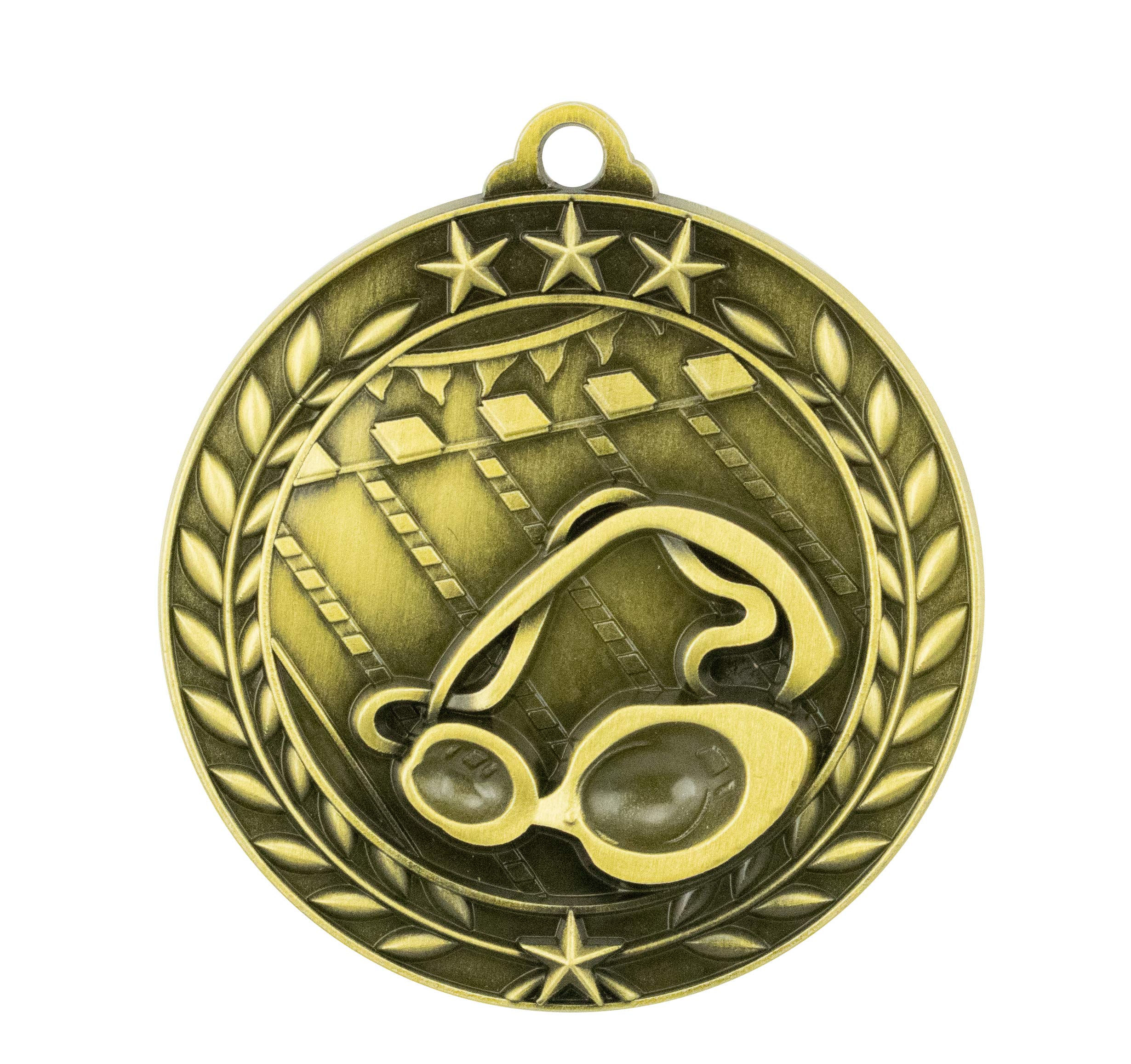 10 Pack Swimming Gold Medals Trophy Award with Neck Ribbons WAMG-970