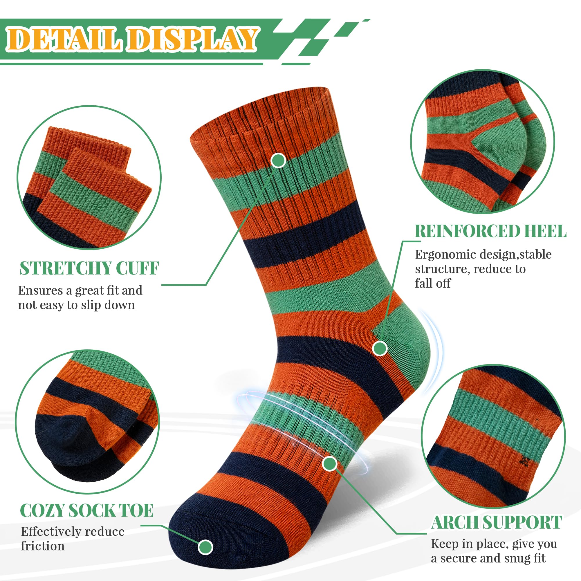 SEEYAN Calzini per ragazzi per bambini, atletica, sport, basket, allenamento, in cotone, 6 paia