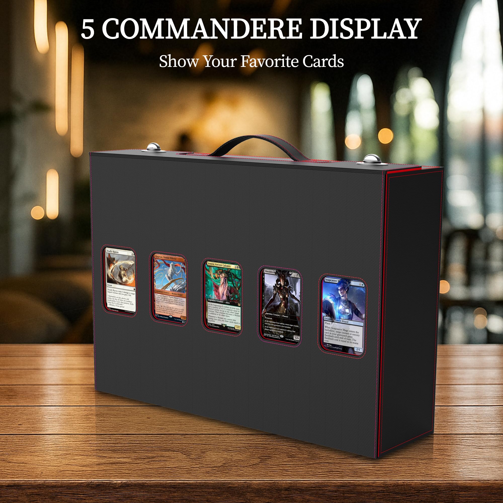 5 lignes Boîte de rangement pour cartes à collectionner,Commander Deck Box | pour plus de 3900 cartes MTG, pour TCG, PTCG,5 séparateurs,1 plateau pour dés,48 murs de séparation (Rouge)