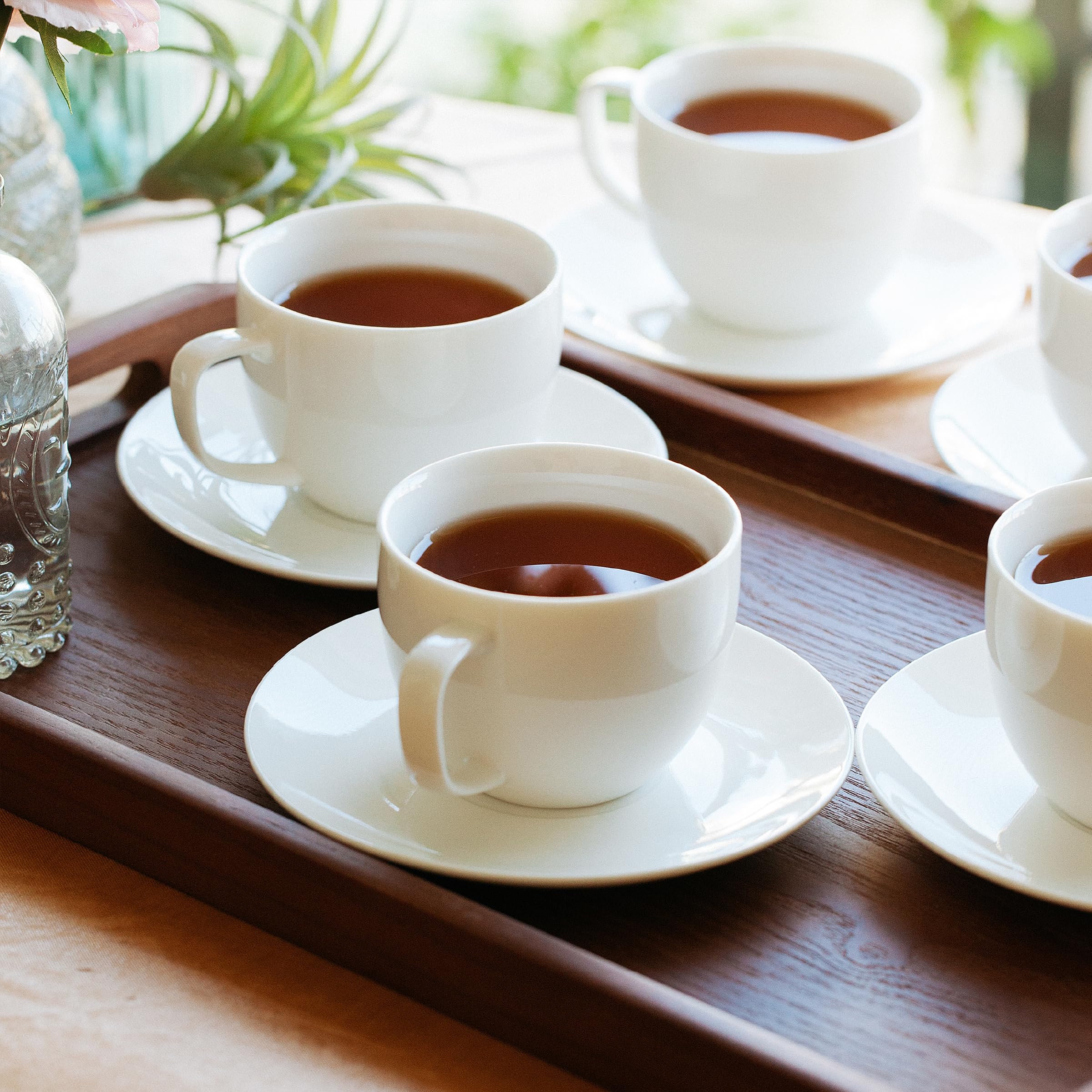 BTaT- Juego de 6 tazas de té, tazas de té y platillos, juego de té, tazas de té florales (7 onzas), tazas de capuchino, tazas de café con leche, juego de té para adultos, tazas de té de porcelana