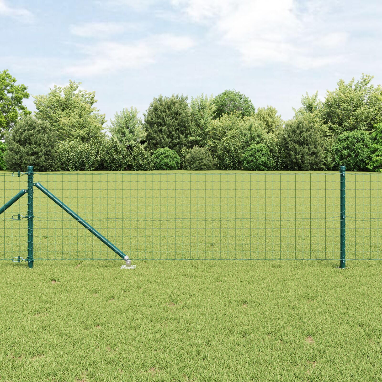 52 pali in acciaio zincato, Ø32 mm, 120 cm, con picchetto, materiali da costruzione da giardino, forte supporto per recinzioni, ideali per progetti esterni