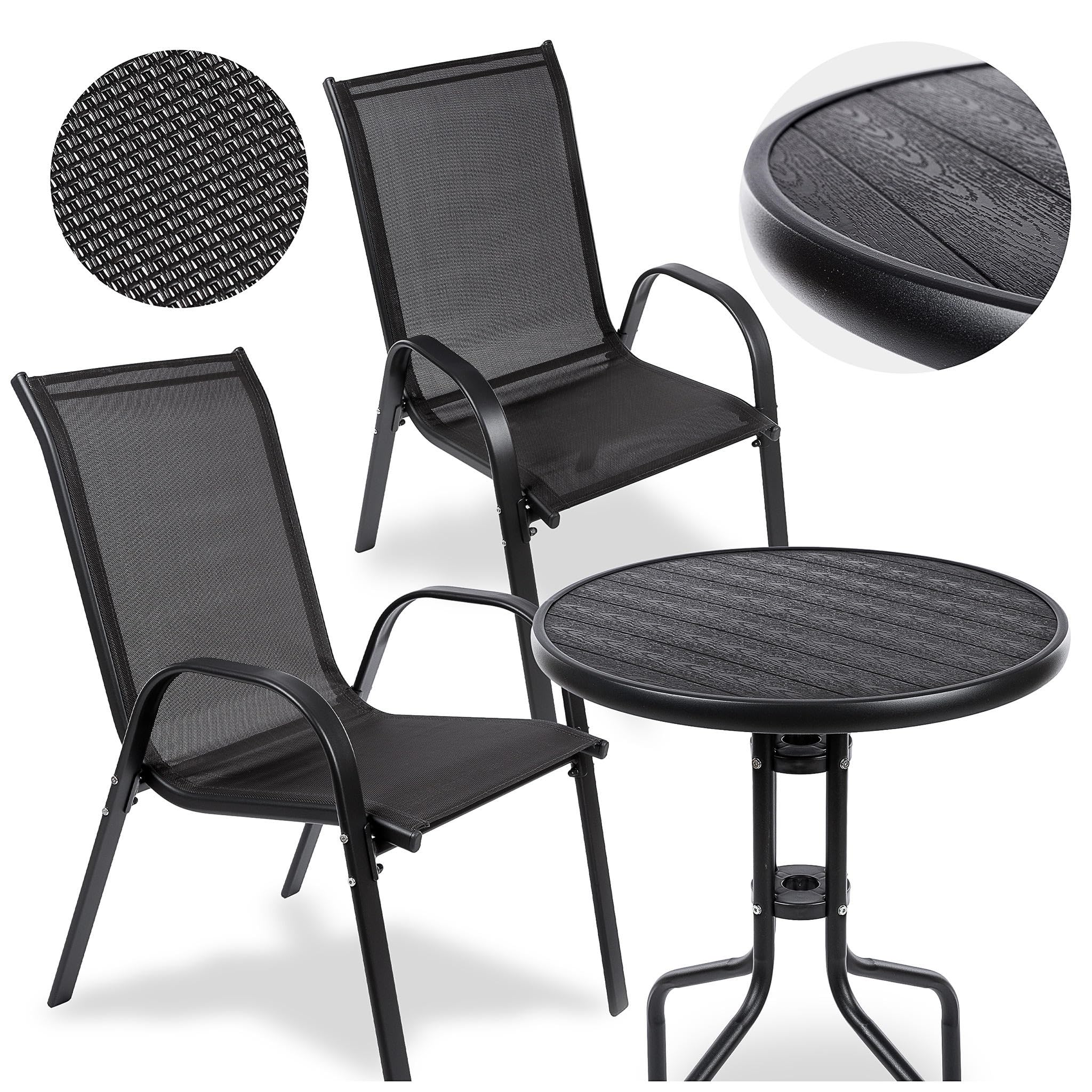 Balkonmöbel Set Für Kleinen Balkon Wetterfest – Gartenmöbel 3-teilig Aus Metall – Outdoor Sitzgruppe Mit Tisch Und 2 Stühlen – Balkonmöbel 2 Personen Für Terrasse