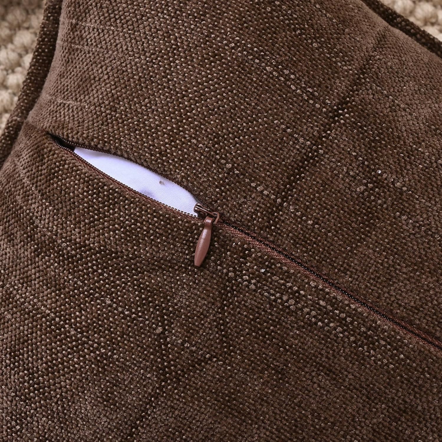 Set of 2 Soft Textured Decorative Throw Pillow Covers 18x18 Inch Cozy Farmhouse Cushion Cover Square Accent Pillow Cases for Bed Couch Sofa Living Room, Dark Brown - Image 4