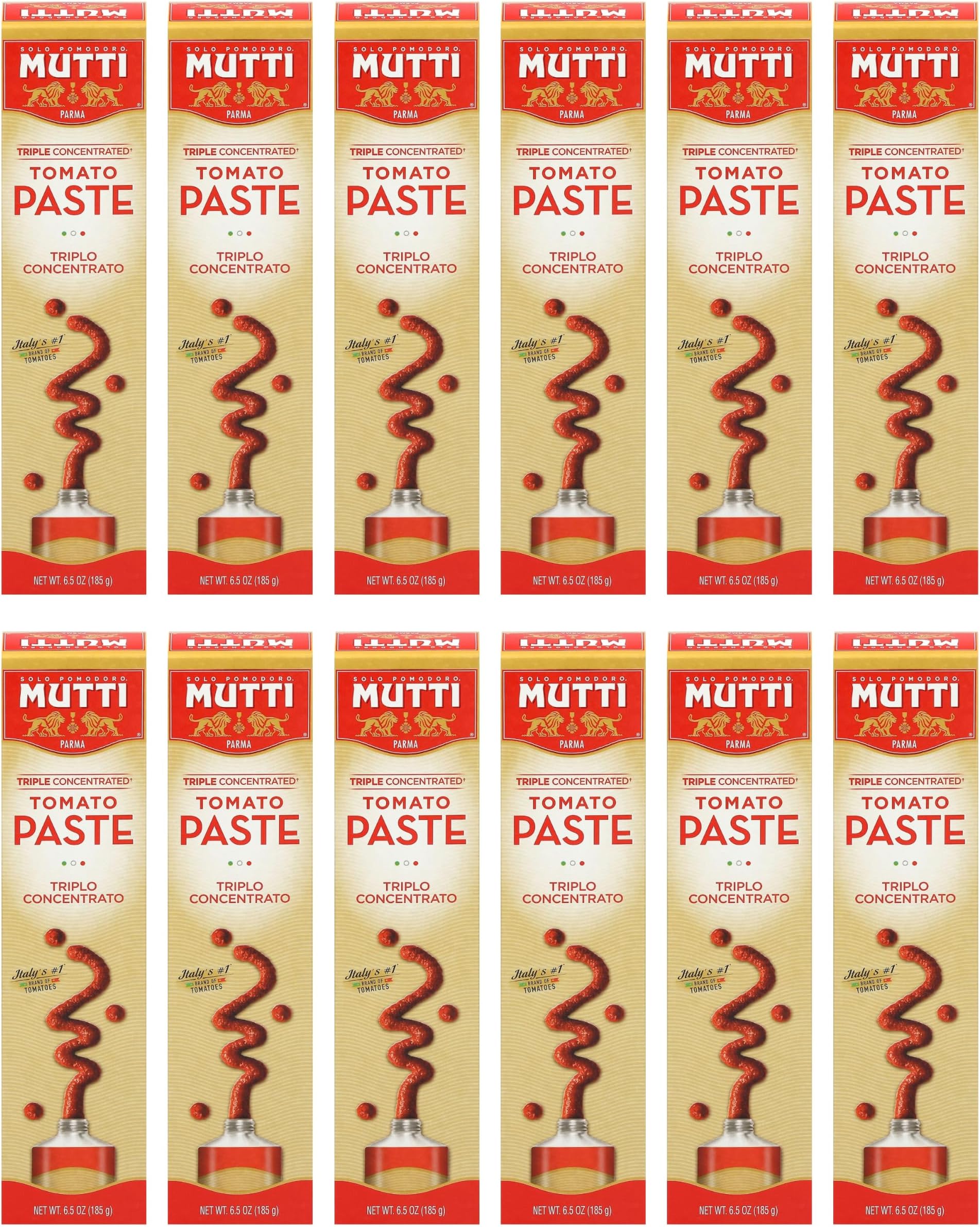 Mutti Triple Concentrated Tomato Paste 6.5oz Tube | 12 Pack | #1 in Italy