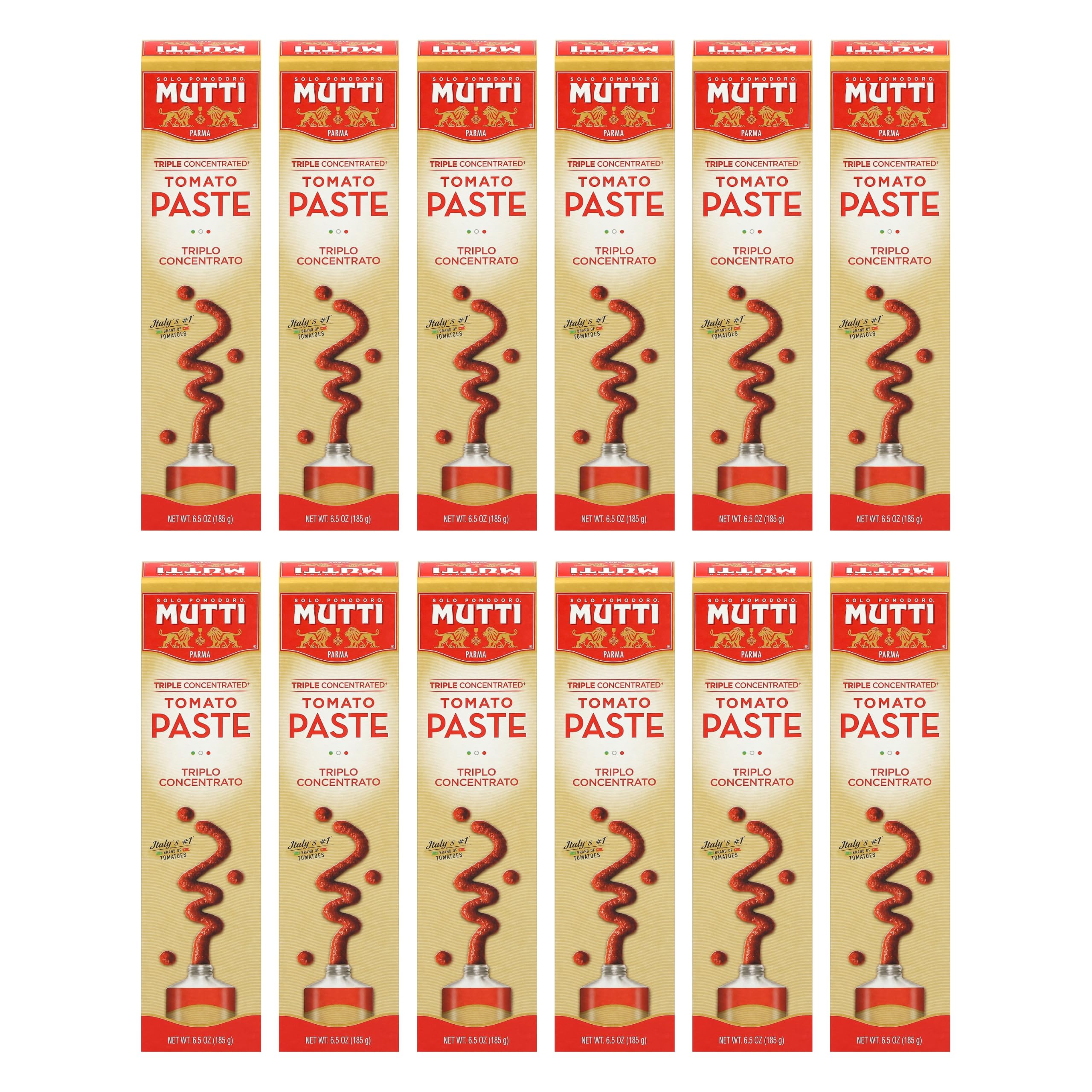 Mutti Triple Concentrated Tomato Paste 6.5oz Tube | 12 Pack | #1 in Italy