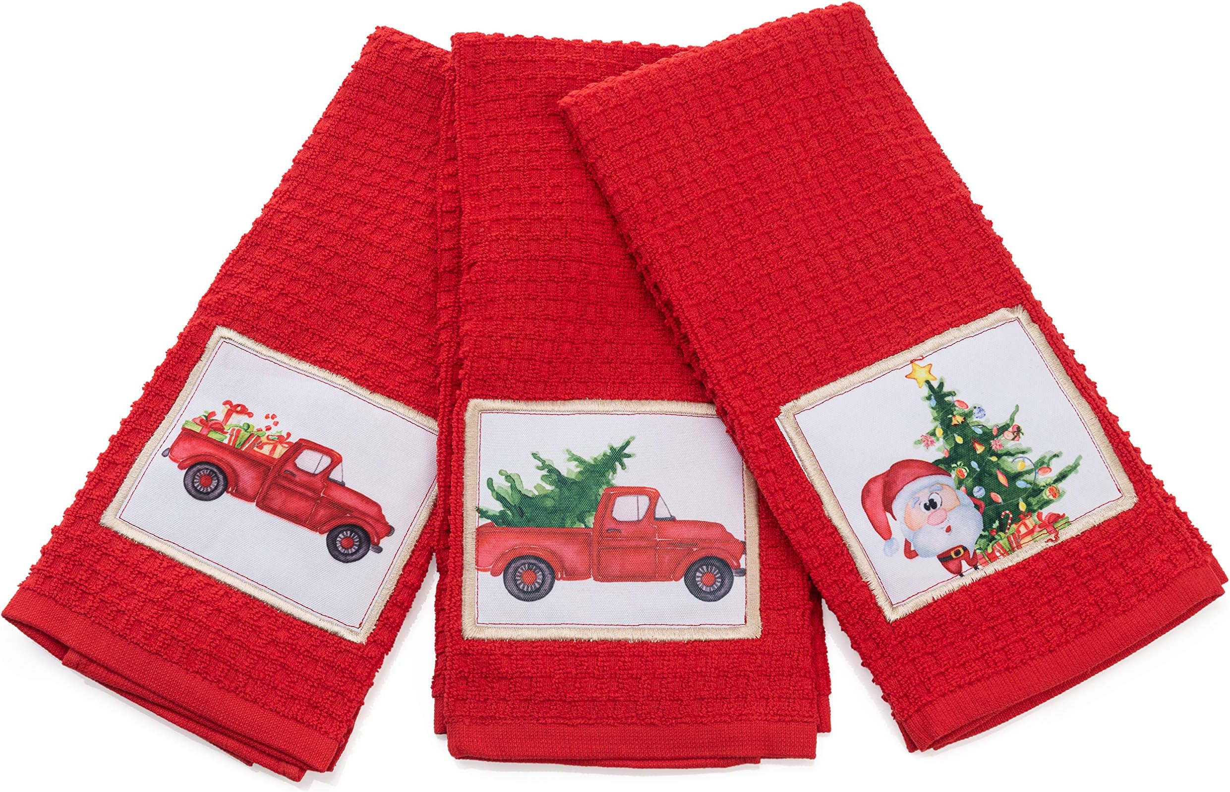 Christmas Kitchen Towels, Decorative Holiday Christmas Dish Towels Set of 3, Perfect Home & Kitchen Gift
