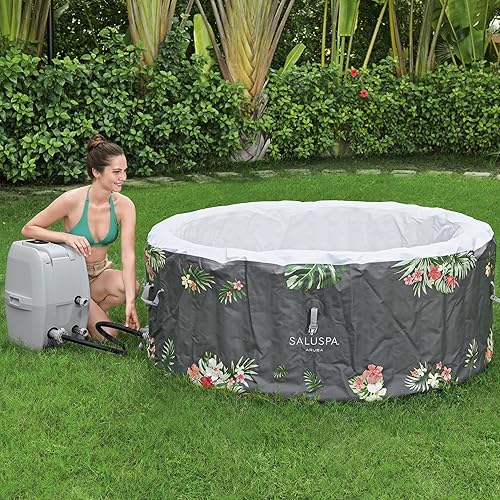 Miniatura 8 de Bestway SaluSpa Aruba AirJet - Bañera de hidromasaje inflable grande redonda para 2 a 3 personas, spa portátil al aire libre con 110 AirJets y