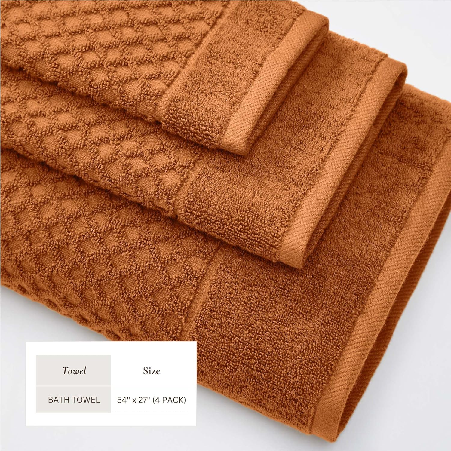 Great Bay Home Bath Towels - 100% Cotton 4 Pack 54x27 Bath Towel Set - Absorbent, Durable, Quick-Dry Towels for Bathroom (Copper) - Image 4