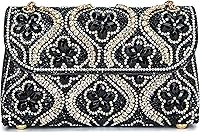 BBTTful Narcissus Flower Rhinestone Evening Bag - Sparkling Square Crossbody Shoulder Clutch Purse with Chain Strap