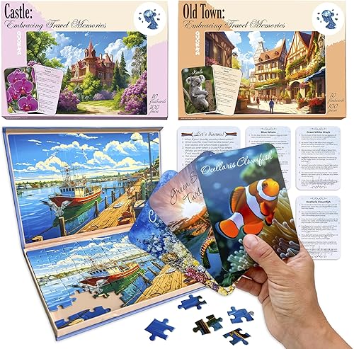 QUOKKA Rompecabezas de demencia de 100 piezas para ancianos  3 juegos de rompecabezas de piezas grandes para personas mayores  9 tarjetas de memoria