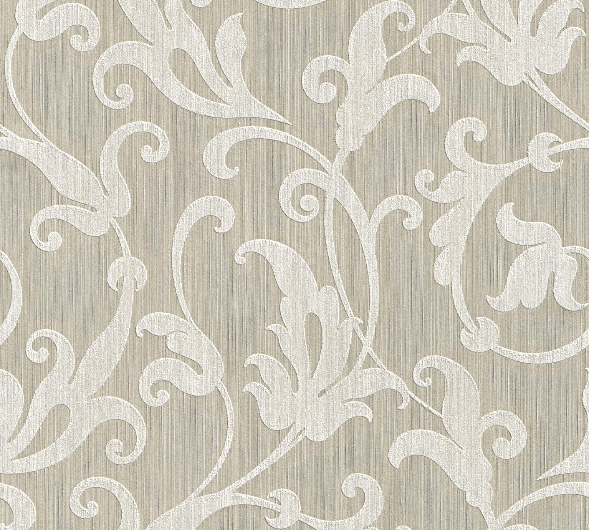 A.S. Création Architects Paper Textiltapete Tessuto Tapete mit Ornamenten barock 10,05 m x 0,53 m beige metallic Made in Germany 954901 95490-1