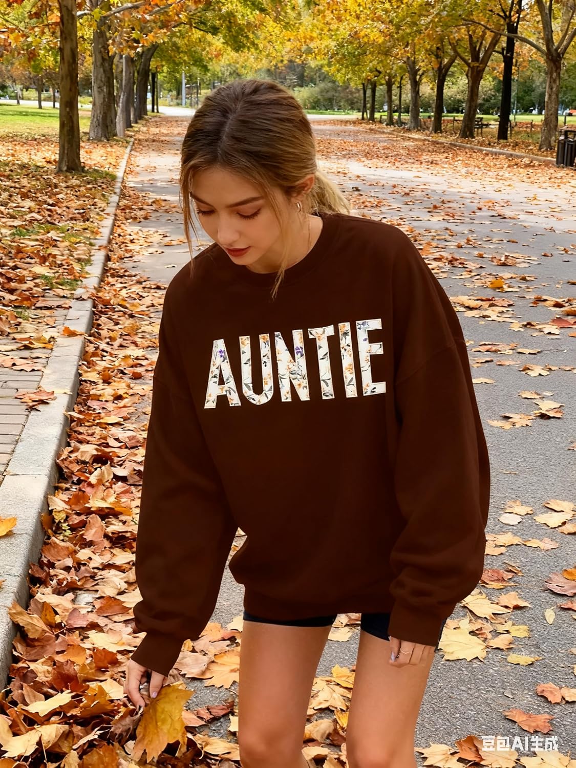 LOTUCY Womens Aunt Sweatshirt Cool Aunt Crewneck Sweatshirt Auntie Letter Print Long Sleeve Pullover Top