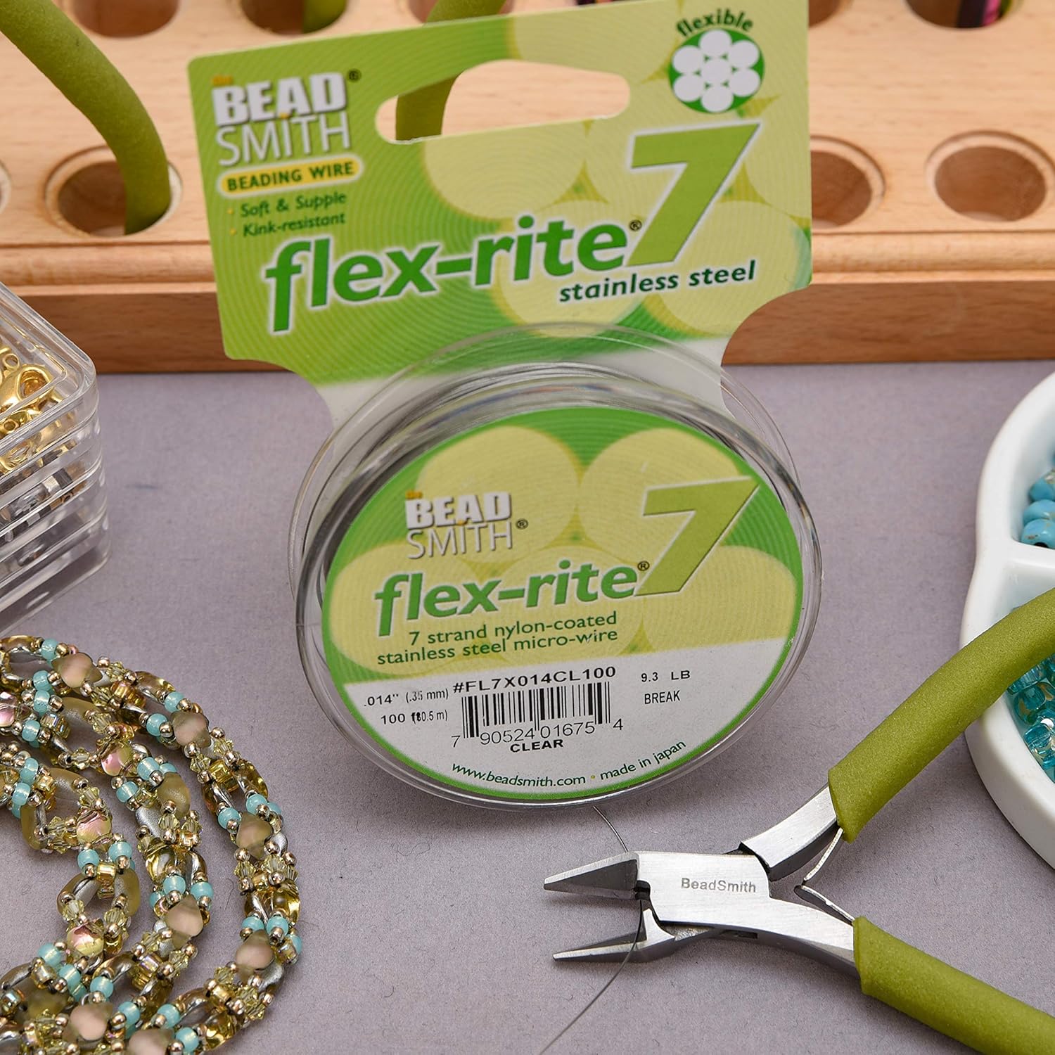 Beadsmith Flex-Rite 7ストランドナイロンコーティング、ステンレススチールビーズワイヤー、ジュエリー製作用品(直径