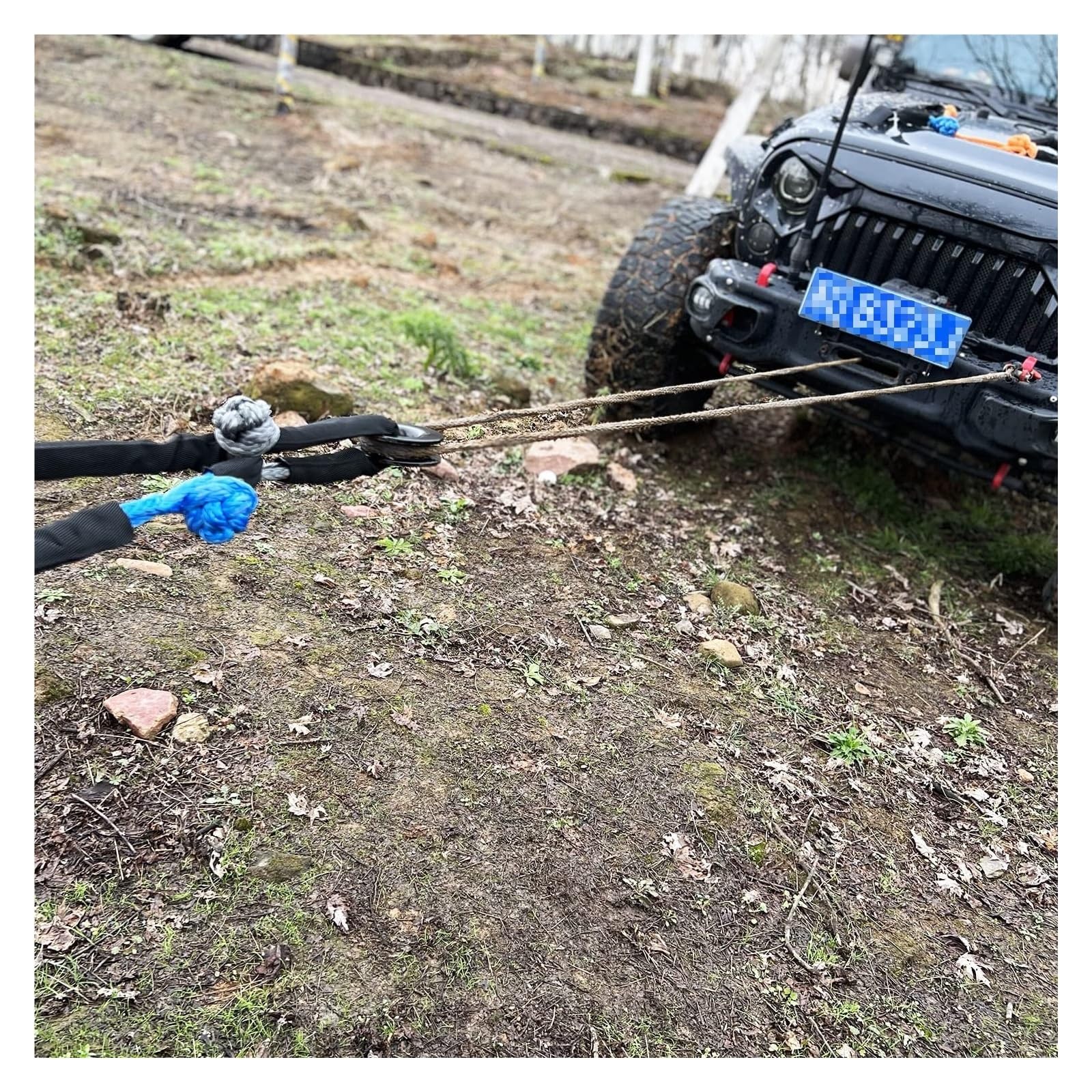 Miękka Syntetyczna Lina Szekla Odporna Na Rozbicie Offroad Pasek Holowniczy Wciągarki Wytrzymałe Szekle Z Rękawem Ochronnym Solidna I Niezawodna(17 Ton Gray)