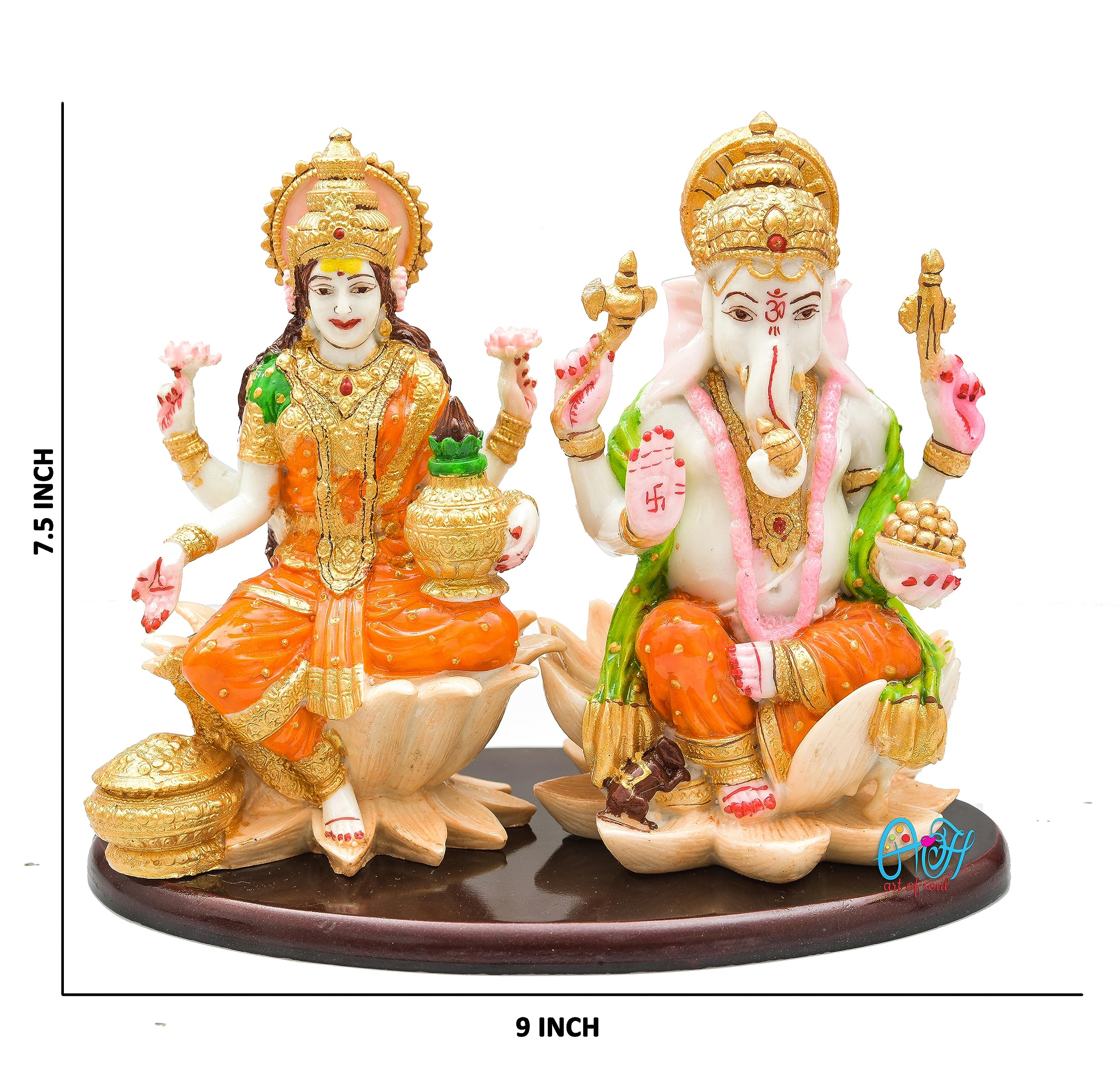 Archna Handicraft Polyresin Ganesh Ji and Laxmi Ji Murti for Car Dashboard Spritual Sculpture Idols (18.75x22.5) - Image 5 thumbnail