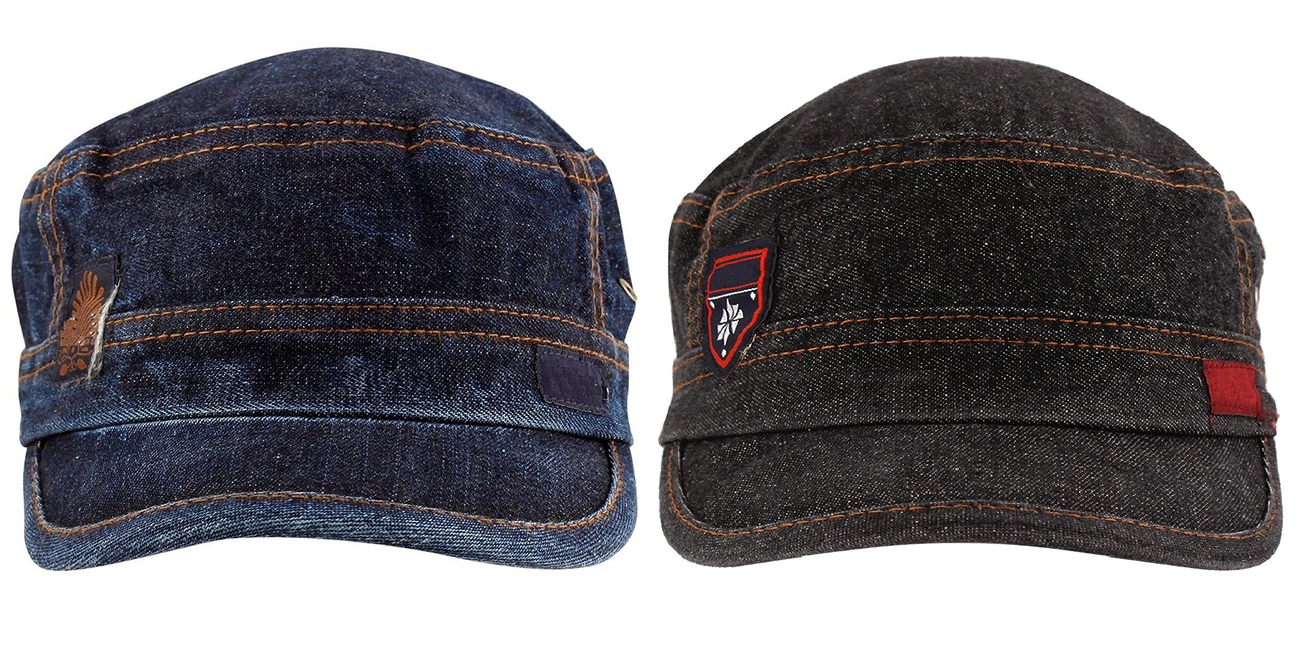 Men's Denim Cap Pack of 2 Black & Blue