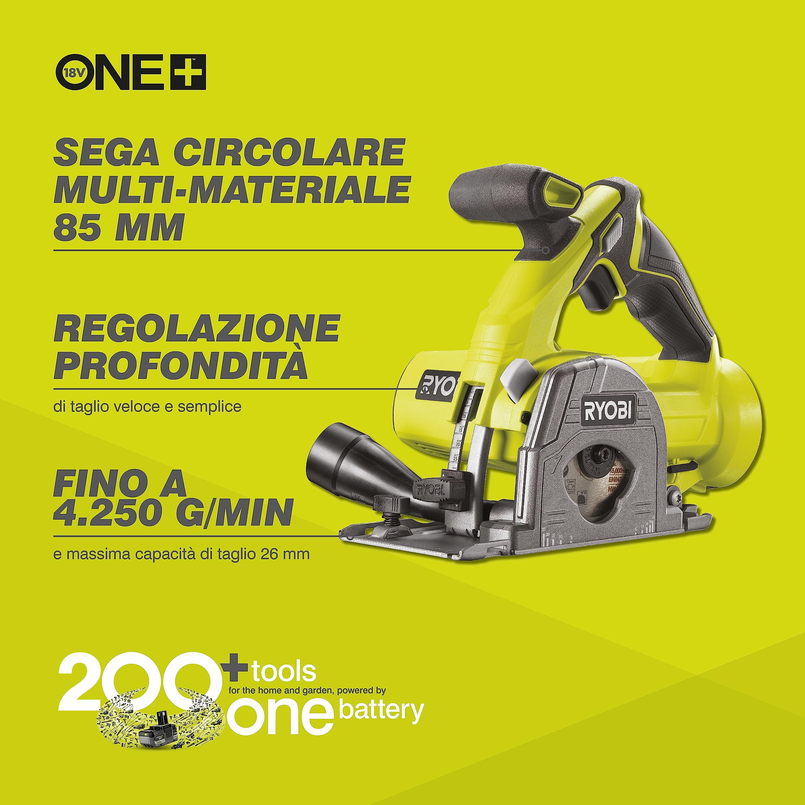Ryobi R18MMS-0 Sega circolare multi-materiale 85 mm 18V