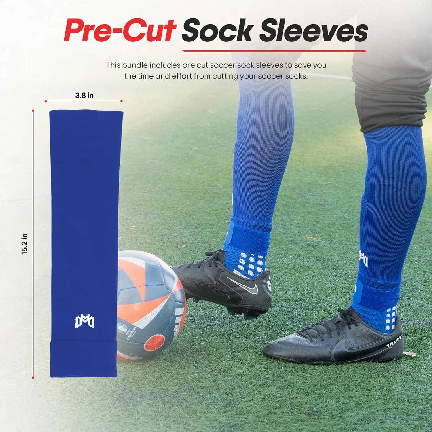 MediCaptain Soccer Grip Socks, Shin Guards, Pre Cut Sock Sleeves, and Guard Straps Bundle Pack - Essential Equipment for Soccer Players - for Mens, Women, Youth, Size 7 to 12 US Men Shoe Size - Image 4
