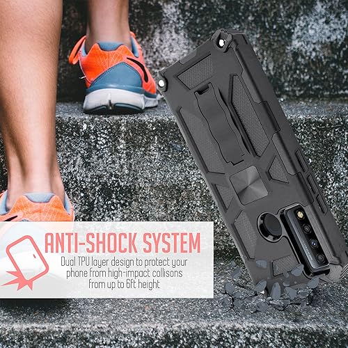 Miniatura 3 de Compatible con TCL 20 XE 20XE con vidrio templado, protección de cuerpo completo grado militar soporte magnético para soporte de coche resistente