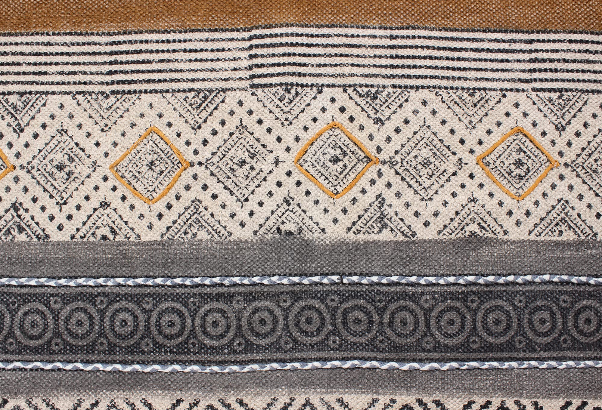 Kelim-Teppich, 10 x 20 cm, braun und schwarz gestreift, dick, 0,48 cm, waschbarer Baumwollteppich, flach gewebt, für den Innen- und Außenbereich, für Küche und Eingangsbereich