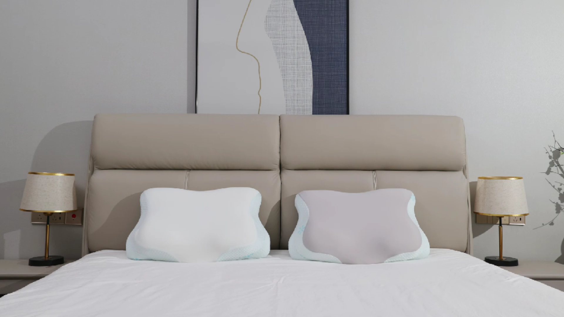 CloudÉtoile Oreiller Ergonomique Cervical Mémoire de Forme - Réglable 2 en 1 Oreiller Orthopédique pour Dormir sur Le Côté et sur Le Dos, Coussin Memory Foam Anti Douleur (Gris Clair, 64x38x10/12 cm