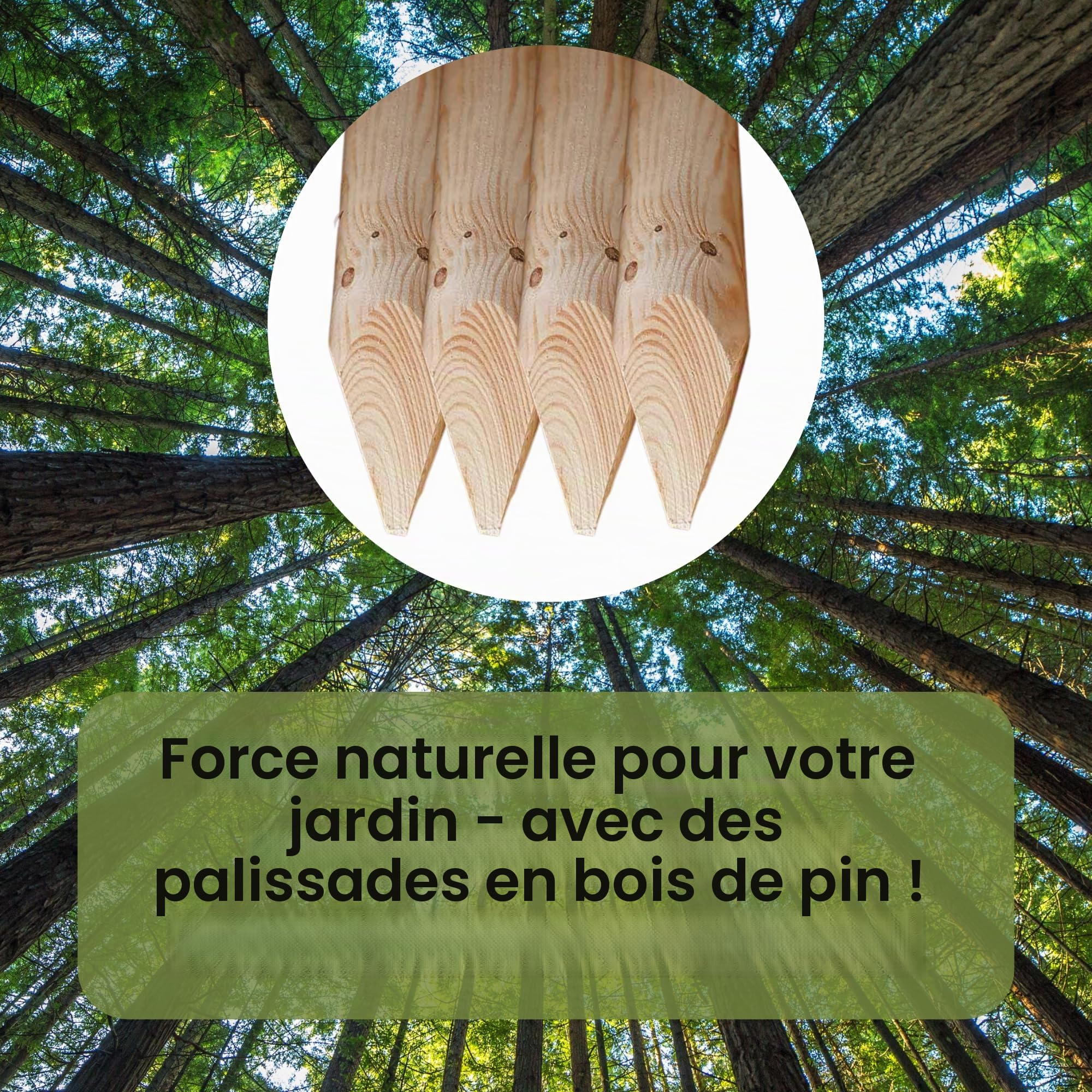 ø 5cm Lot de 4 Piquet Cloture Bois Longueur: 200 cm Poteaux De Clôture De Jardin Non Imprégné Résistant Aux Intempéries Palissade Tuteurs avec Pointe