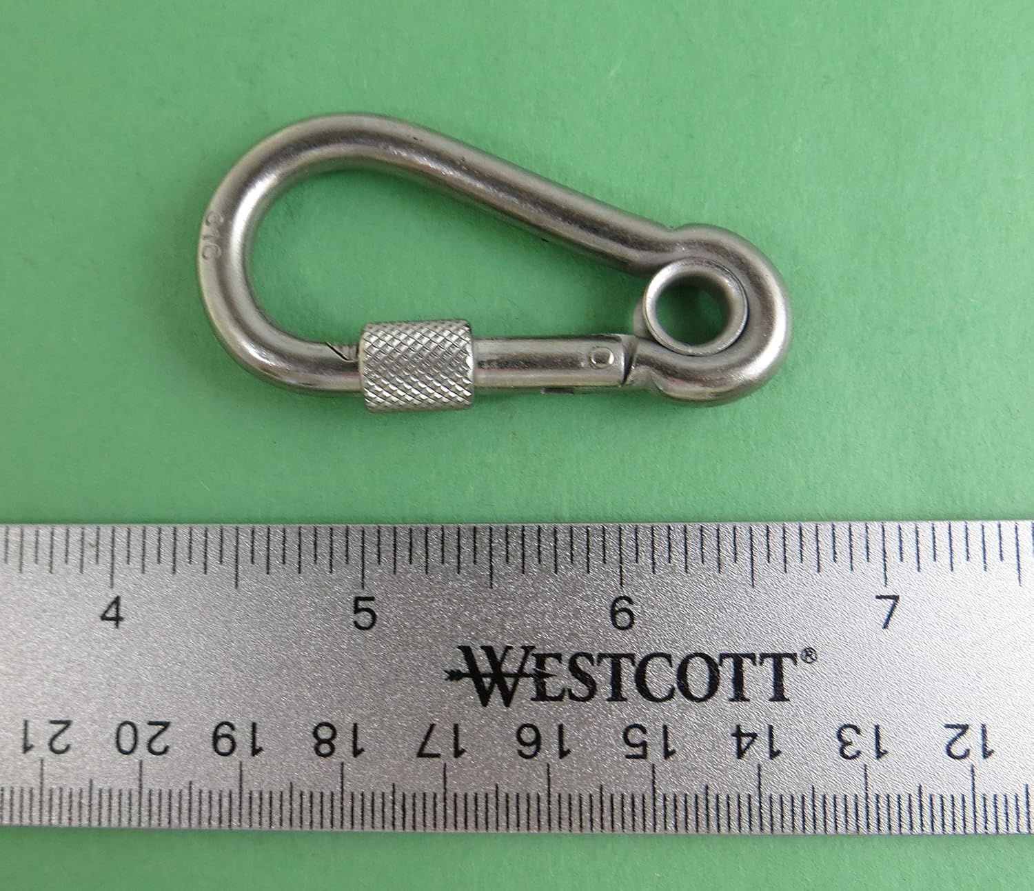 US Stainless Stainless Steel 316 Spring Hook with Screw Nut and Eyelet Carabiner 1/4" (6mm) Marine Grade - Image 4