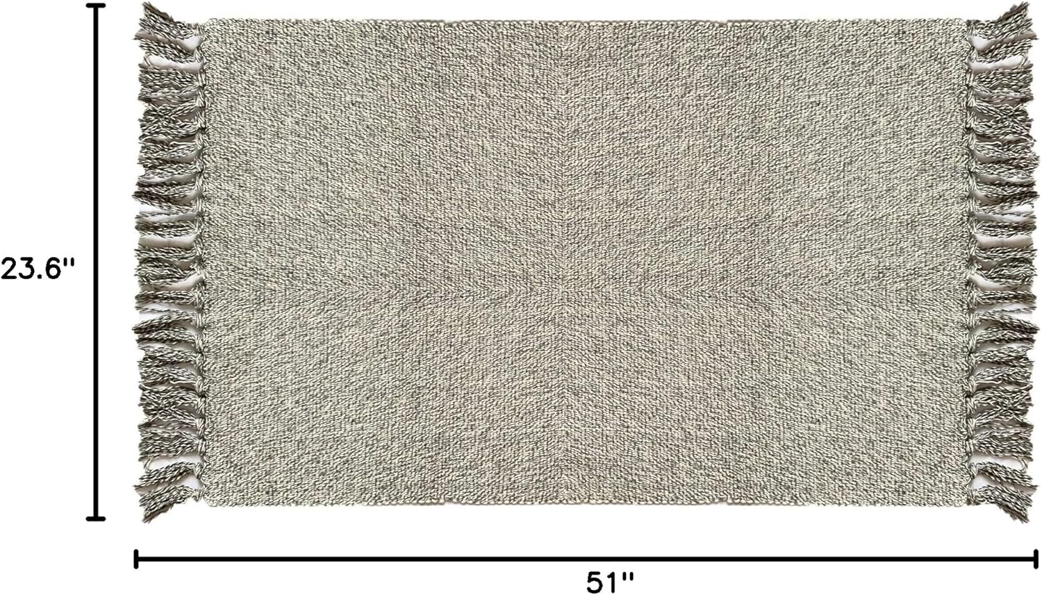 Ukeler Woven Rug Tassels Cotton Reversible Rag Rug Light Grey Decorative Floor Runner Rugs Kitchen/Laundry Room/Bathroom/Bedroom, 23.6"x51"