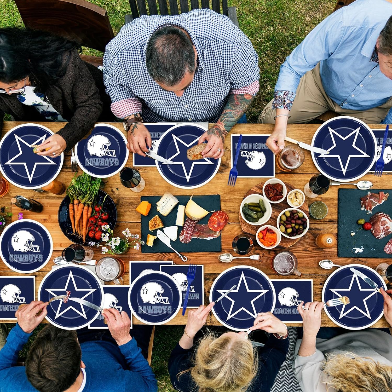 96PCS Football Party Supplies Cowboys Paper Plates and Napkins Football Themed Birthday Tableware Set Sports Party Decoration Disposable Football Dinnerware for Boys Teens Games Party Favor Serves 24 - Image 6