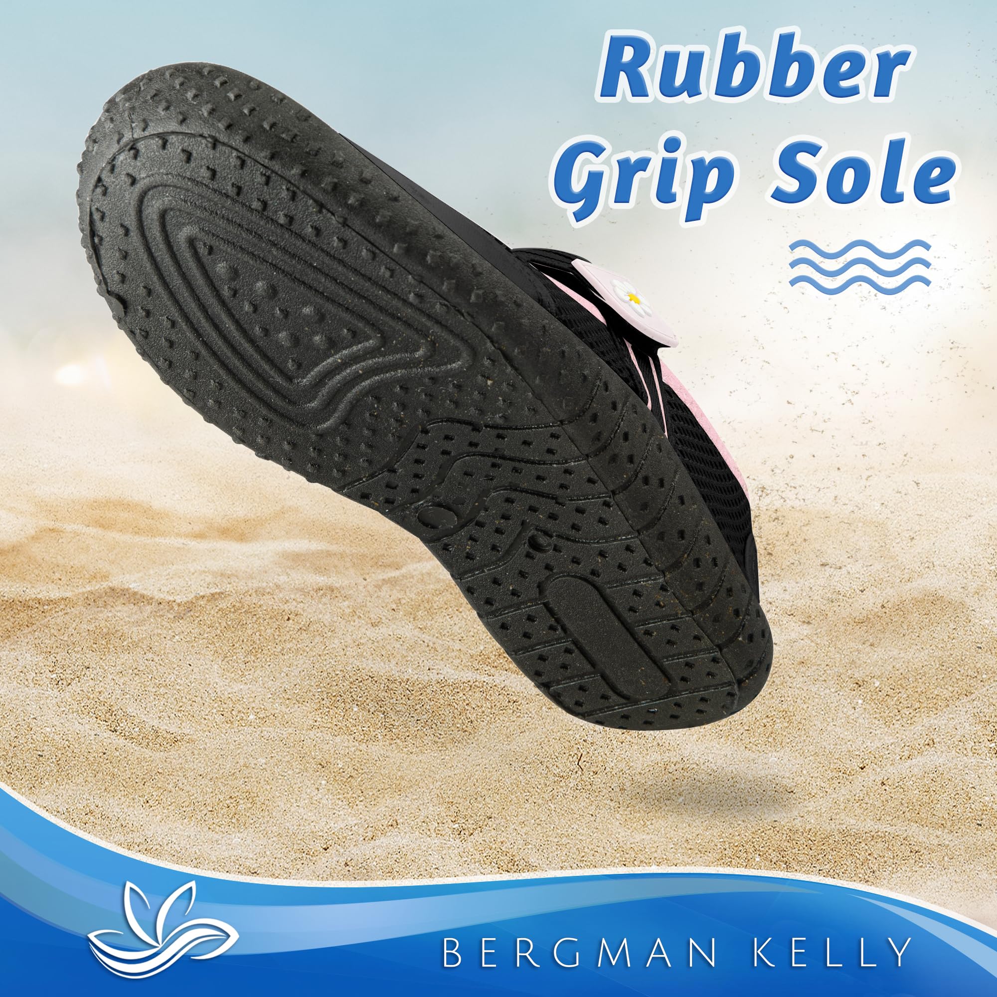 BERGMAN KELLY Zapatos de Agua para niños pequeños, Varios tamaños - Calcetines de Agua para niñas - Adorables Zapatos de Playa para niñas - Colección MJ