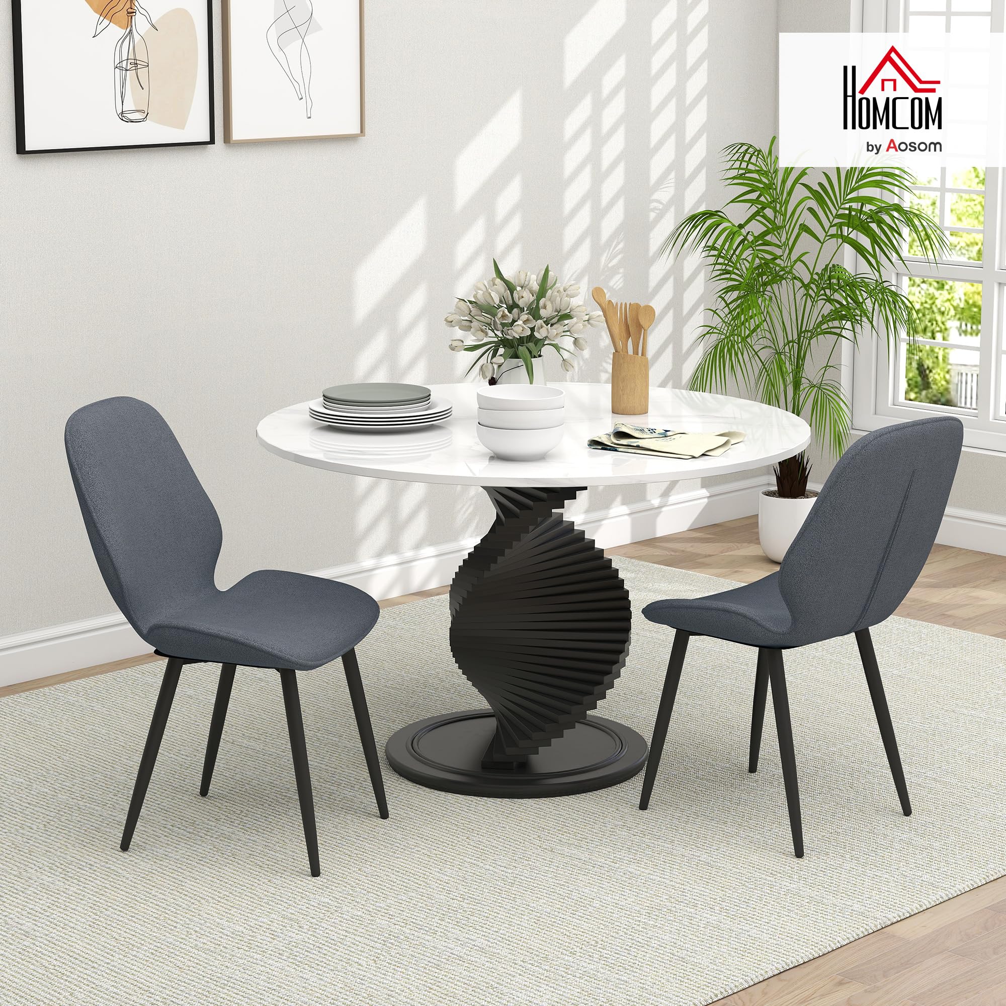 HOMCOM Set 2 Sedie da Pranzo Moderne, 46x56x86 cm, Nero e Grigio