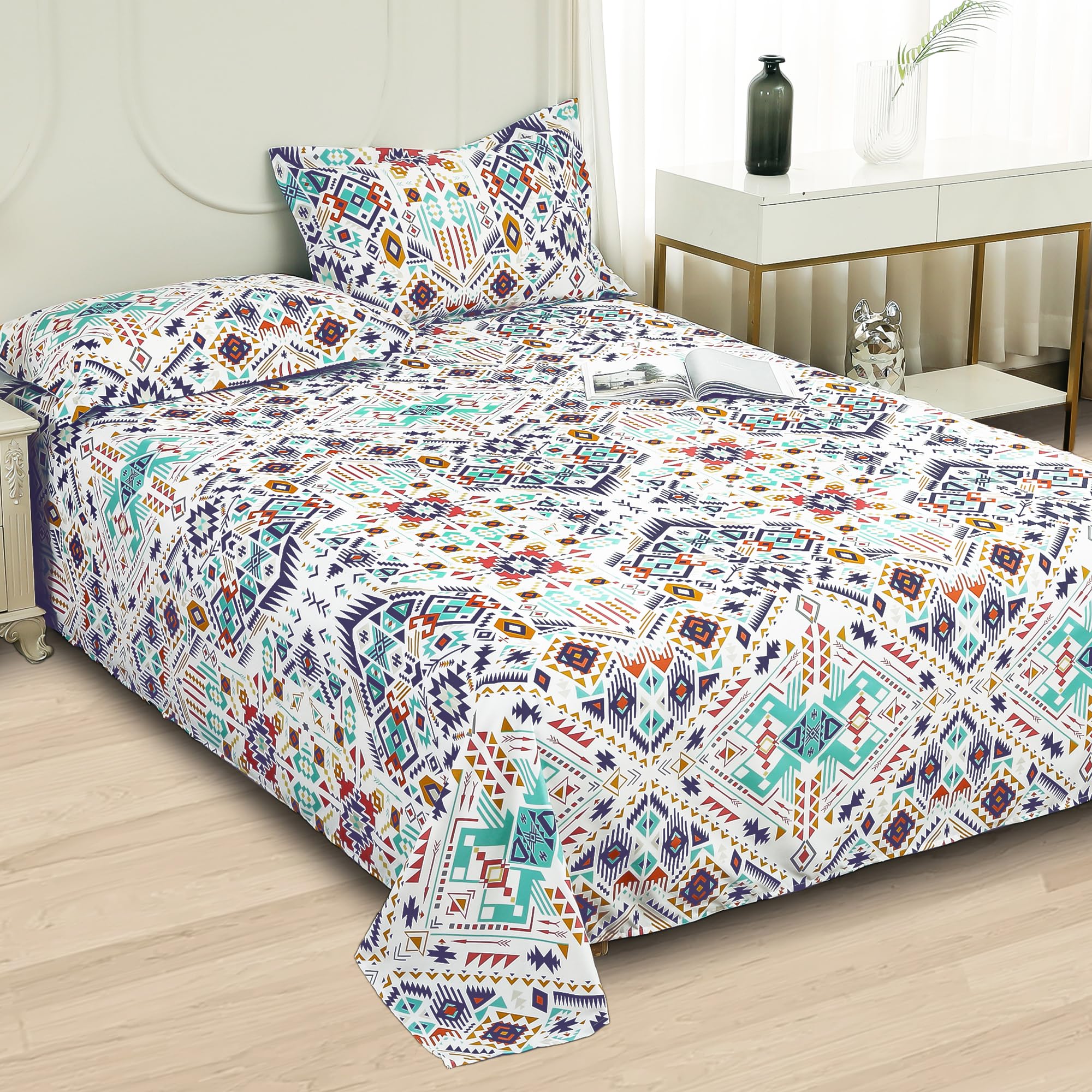 Story@Home Bedsheet for Double Bed with 2 Pillow Covers| Microfiber bedsheet | Soft & Light-Weight | Bedsheets for Double Bed | 225x250cm | 240TC | White | Motif | Perfect for Festive Gifting (B0D8QKZPX1) Amazon Price History, Amazon Price Tracker