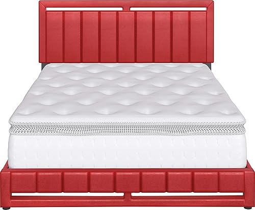 Miniatura 73 de Boyd Sleep Beaumont - Cama de plataforma tapizada con cabecero, base de colchón con 14 soportes de listones de madera, no requiere somier, piel