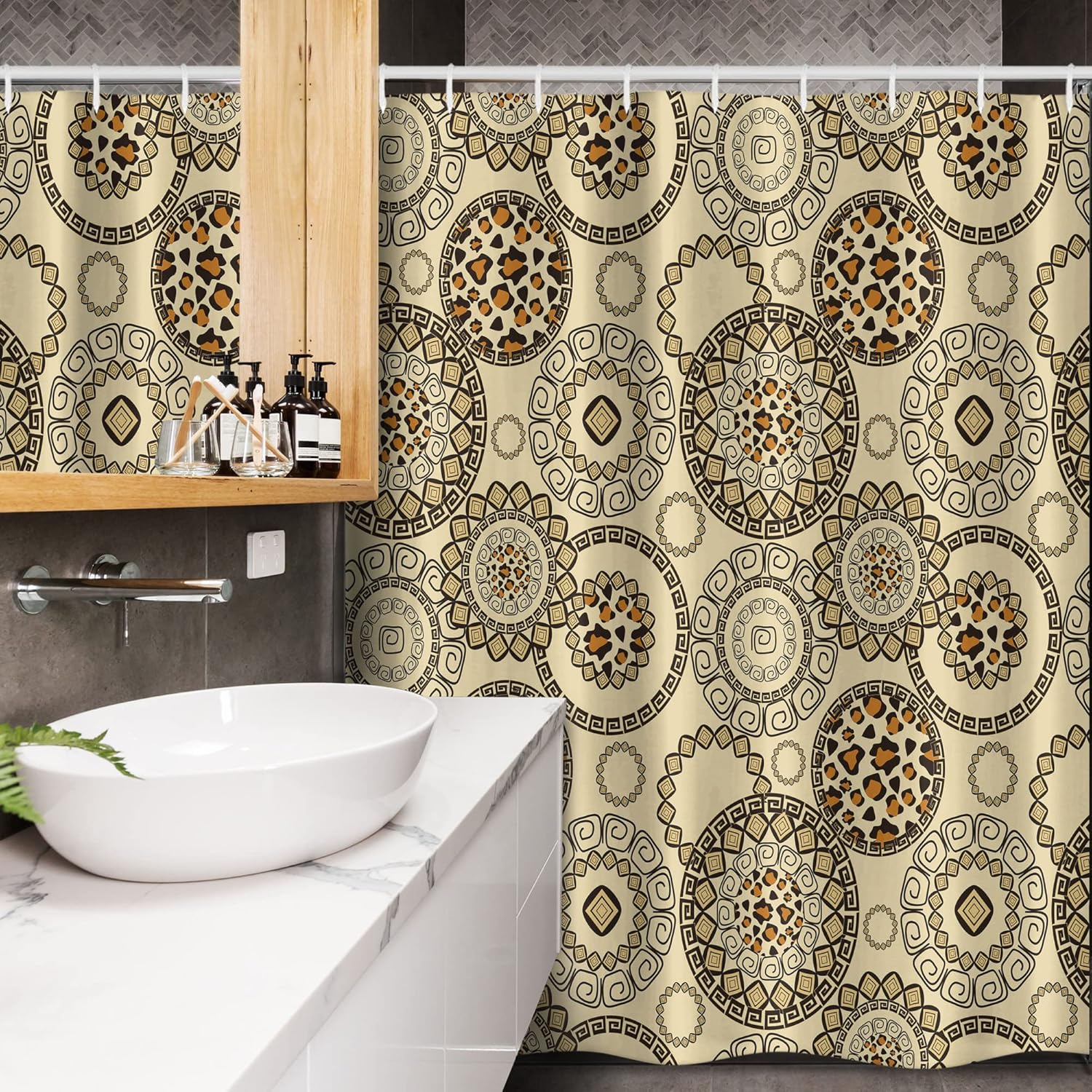 Ambesonne Animal Print Stall Shower Curtain, Savannah Pattern Cheetah Skin Print Fauna Theme in Neutral Colors Print, Fabric Bathroom Decor Set with Hooks, 54" W x 78" L, Beige Brown
