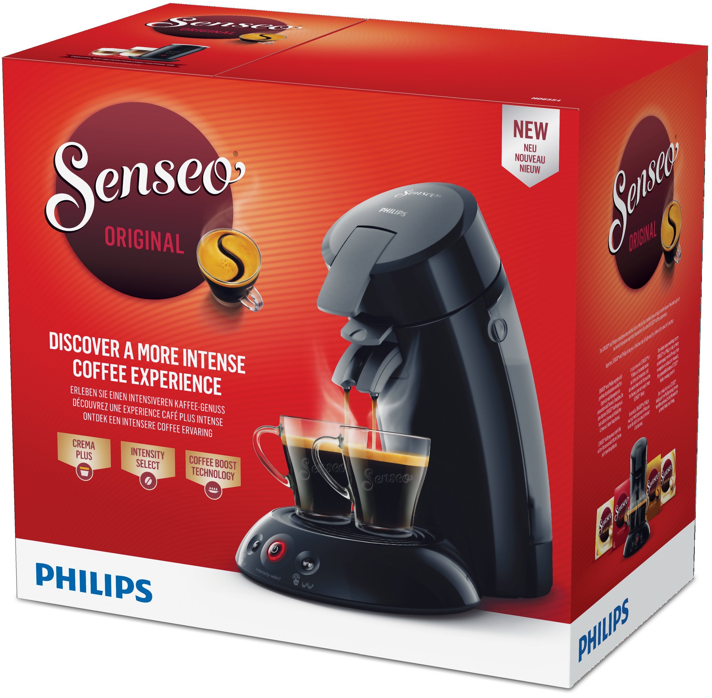 Philips Machine à café Senseo New Original, Crema Plus, intensité du café Choix, noir VolksSenseo