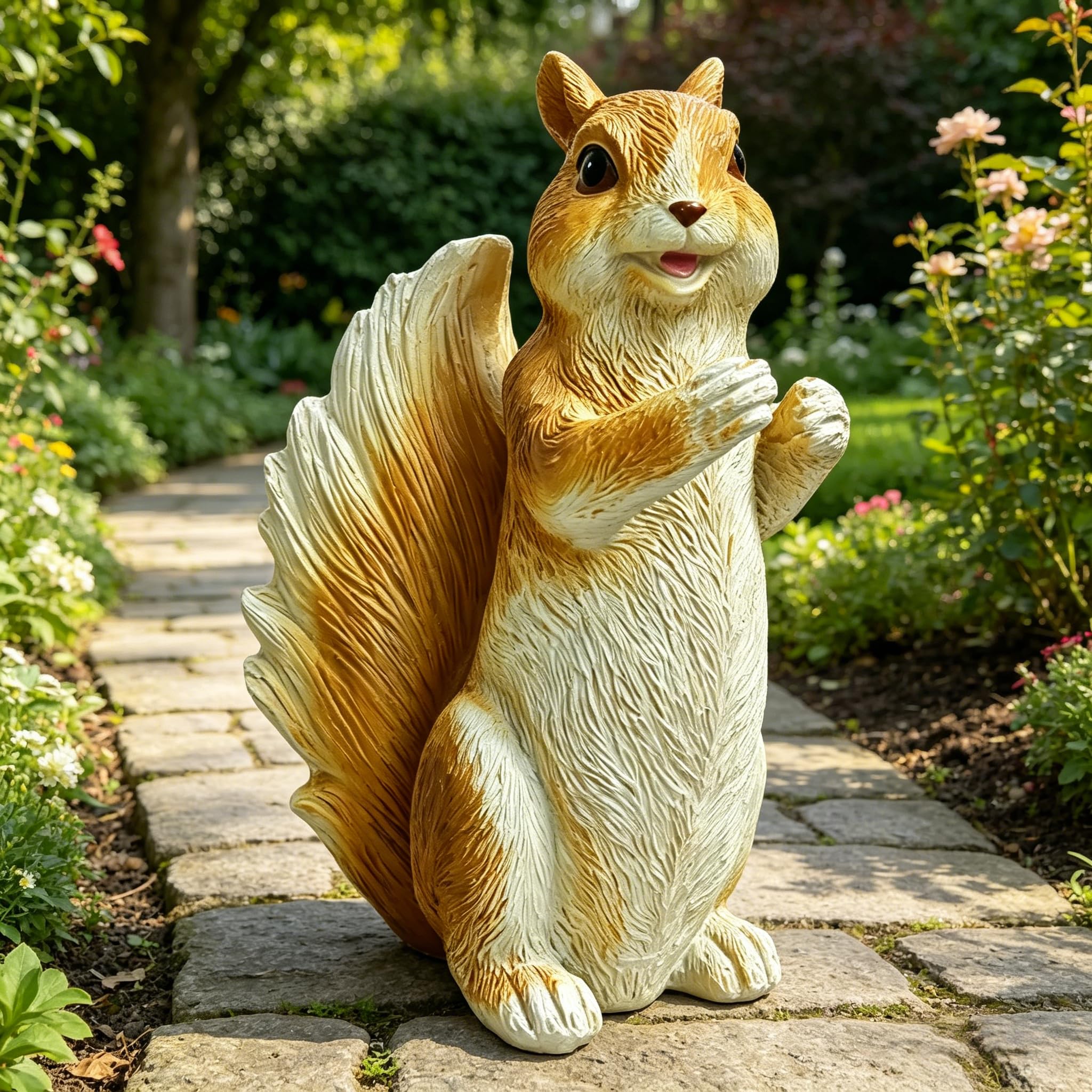 lifemet Resin Squirrel Garden Ornament - Animal Figurine Statue, Waterproof Outdoor Decor for Lawn, Patio, Courtyard & Housewarming Gift — image 1