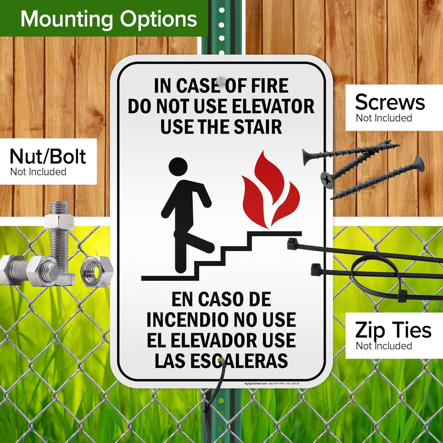 in Case of Fire Do No Use Elevator Use Stair Sign, 12"x18" Aluminum Reflective, Indoor/Outdoor Use, USA MADE By My Sign Center